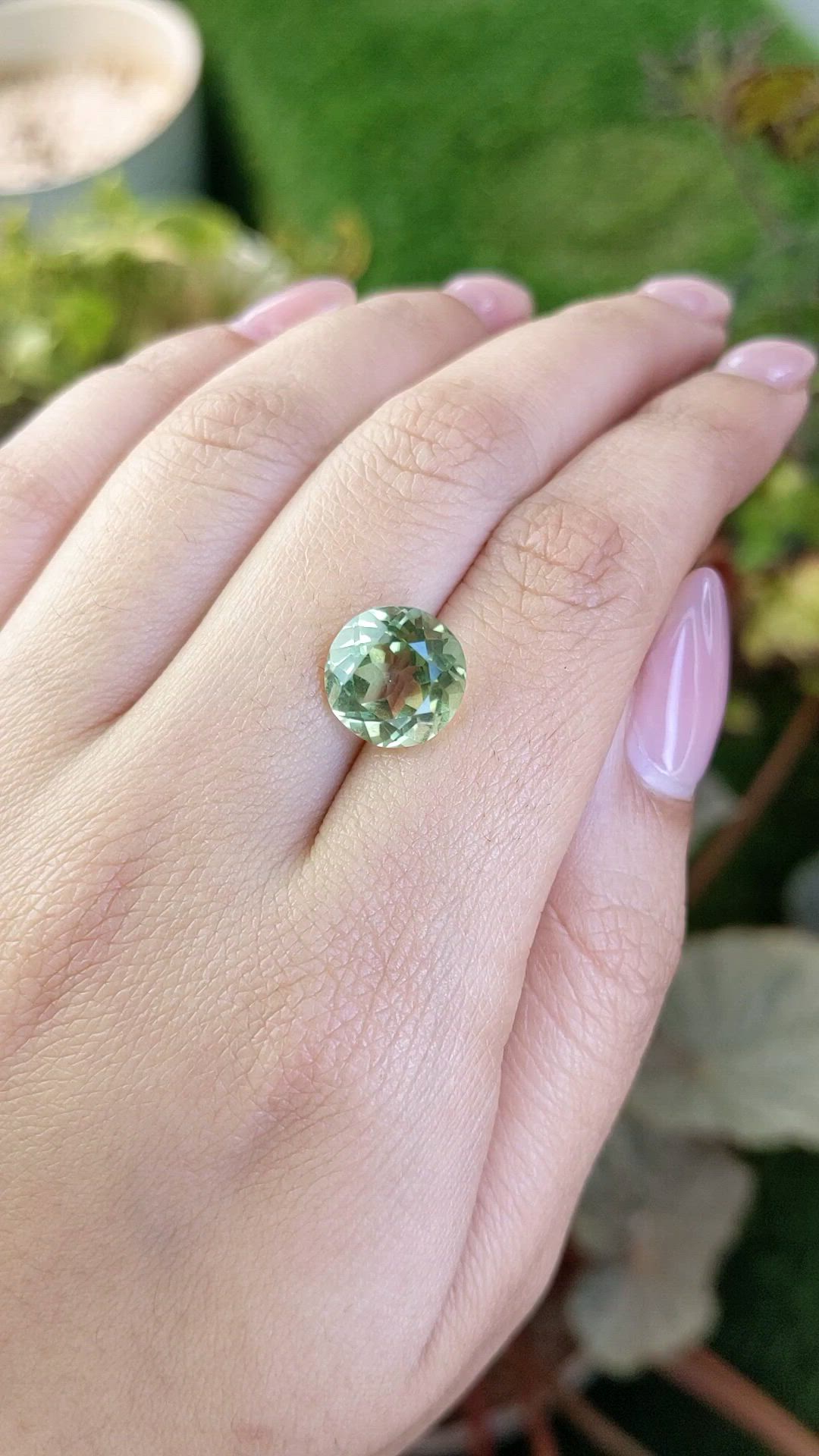 5.07 Ct. Yellowish Green Prasiolite from Brazil Size Video