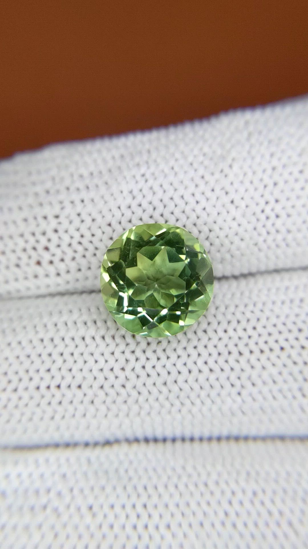 5.07 Ct. Yellowish Green Prasiolite from Brazil Size Video
