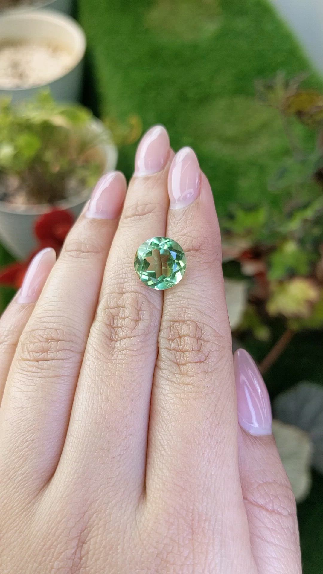5.61 Ct. Yellowish Green Prasiolite from Brazil Size Video