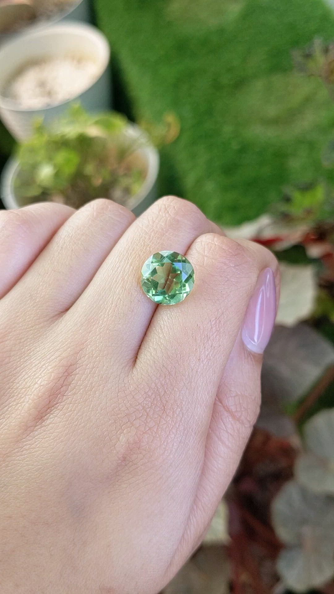 5.61 Ct. Yellowish Green Prasiolite from Brazil Size Video