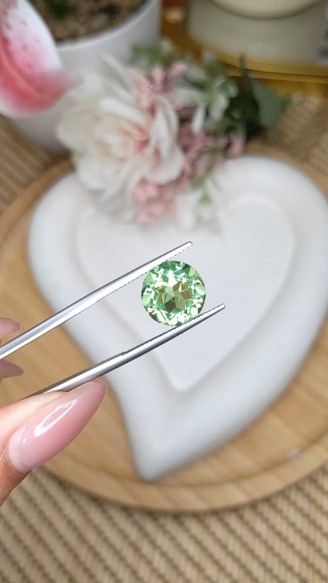 5.61 Ct. Yellowish Green Prasiolite from Brazil Size Video