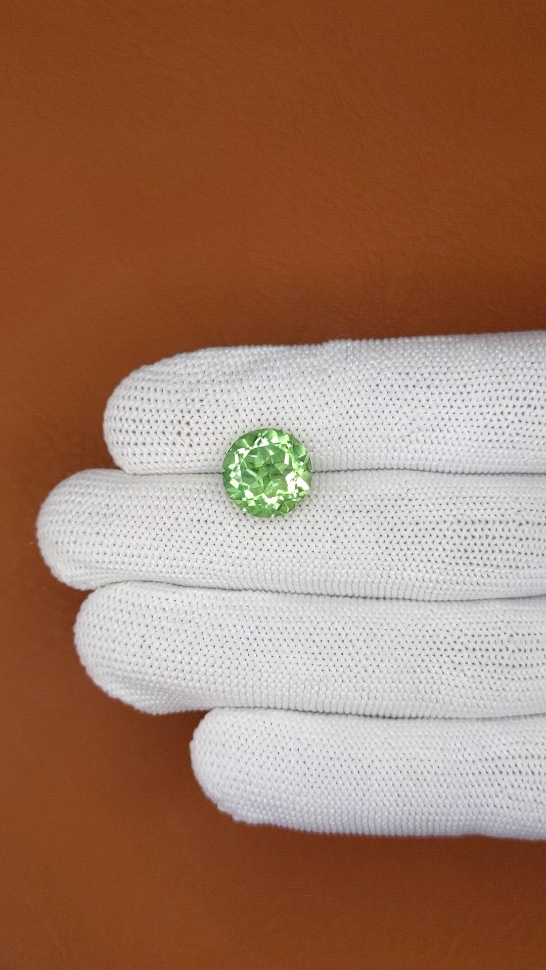 5.61 Ct. Yellowish Green Prasiolite from Brazil Size Video