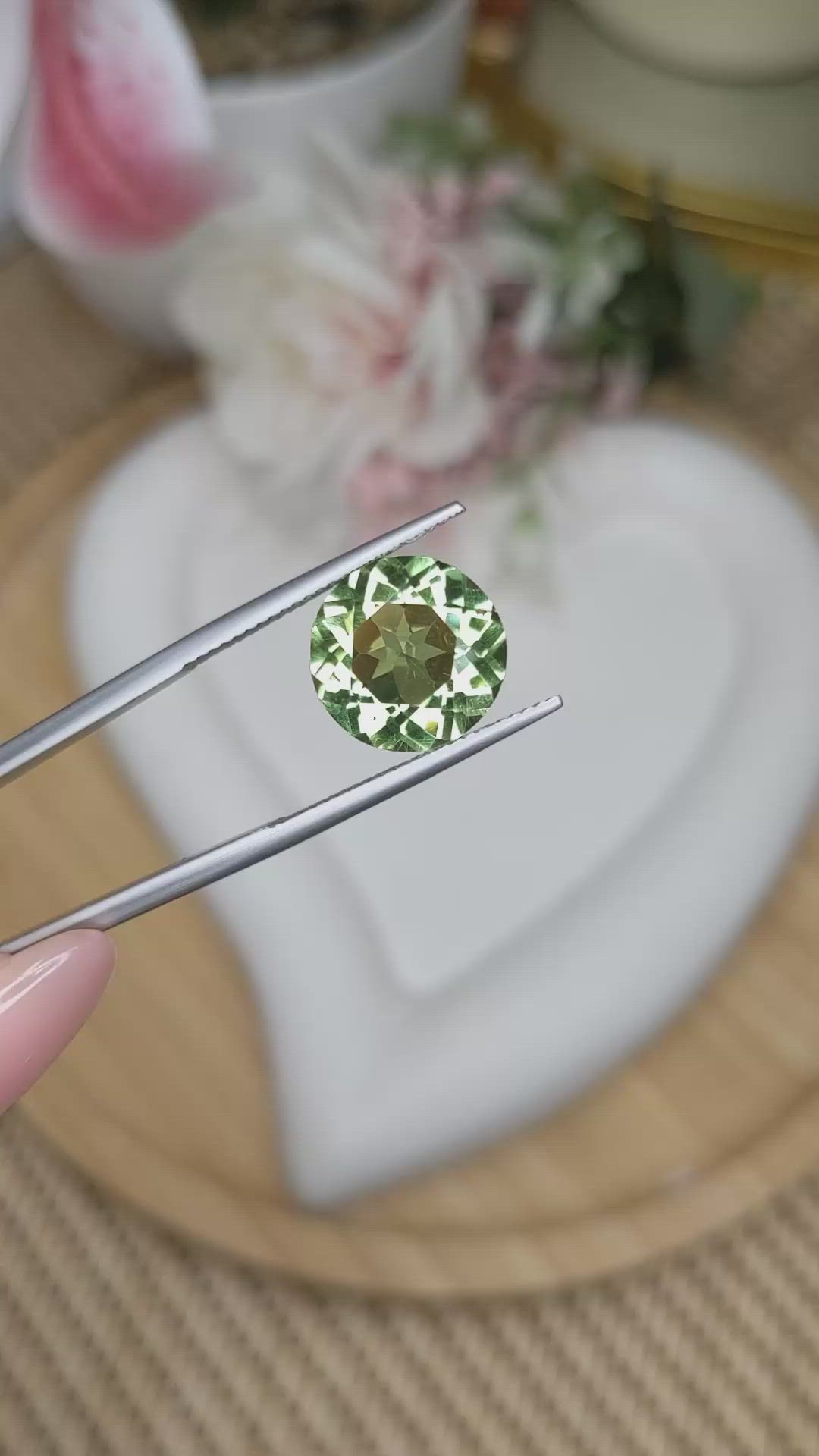 5.84 Ct. Yellowish Green Prasiolite from Brazil Size Video