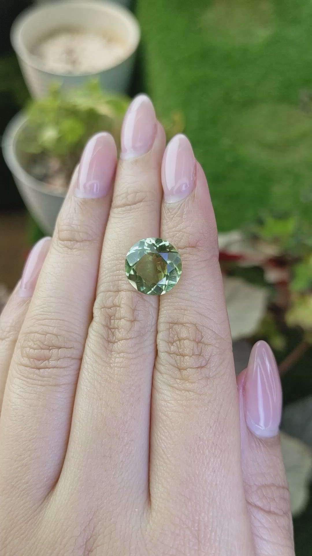 5.84 Ct. Yellowish Green Prasiolite from Brazil Size Video