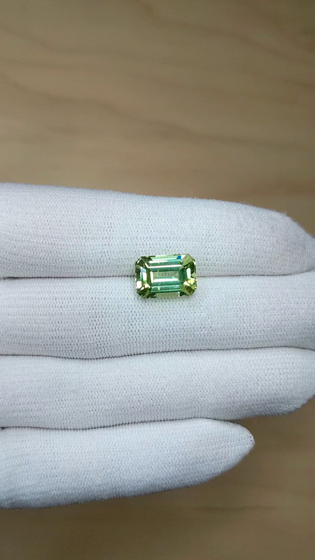 6.41 Ct. Yellowish Green Tourmaline from Ceylon (Sri Lanka) Size Video