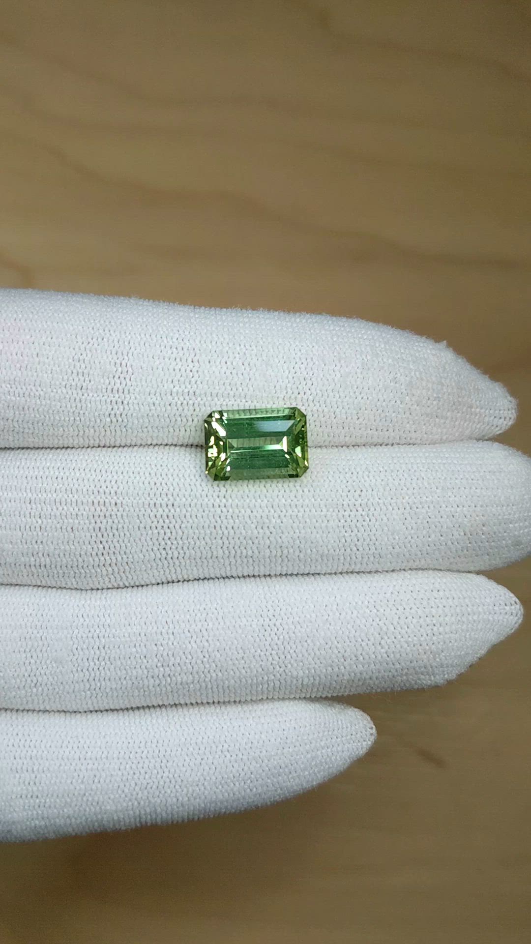 5.26 Ct. Yellowish Green Tourmaline from Ceylon (Sri Lanka) Size Video