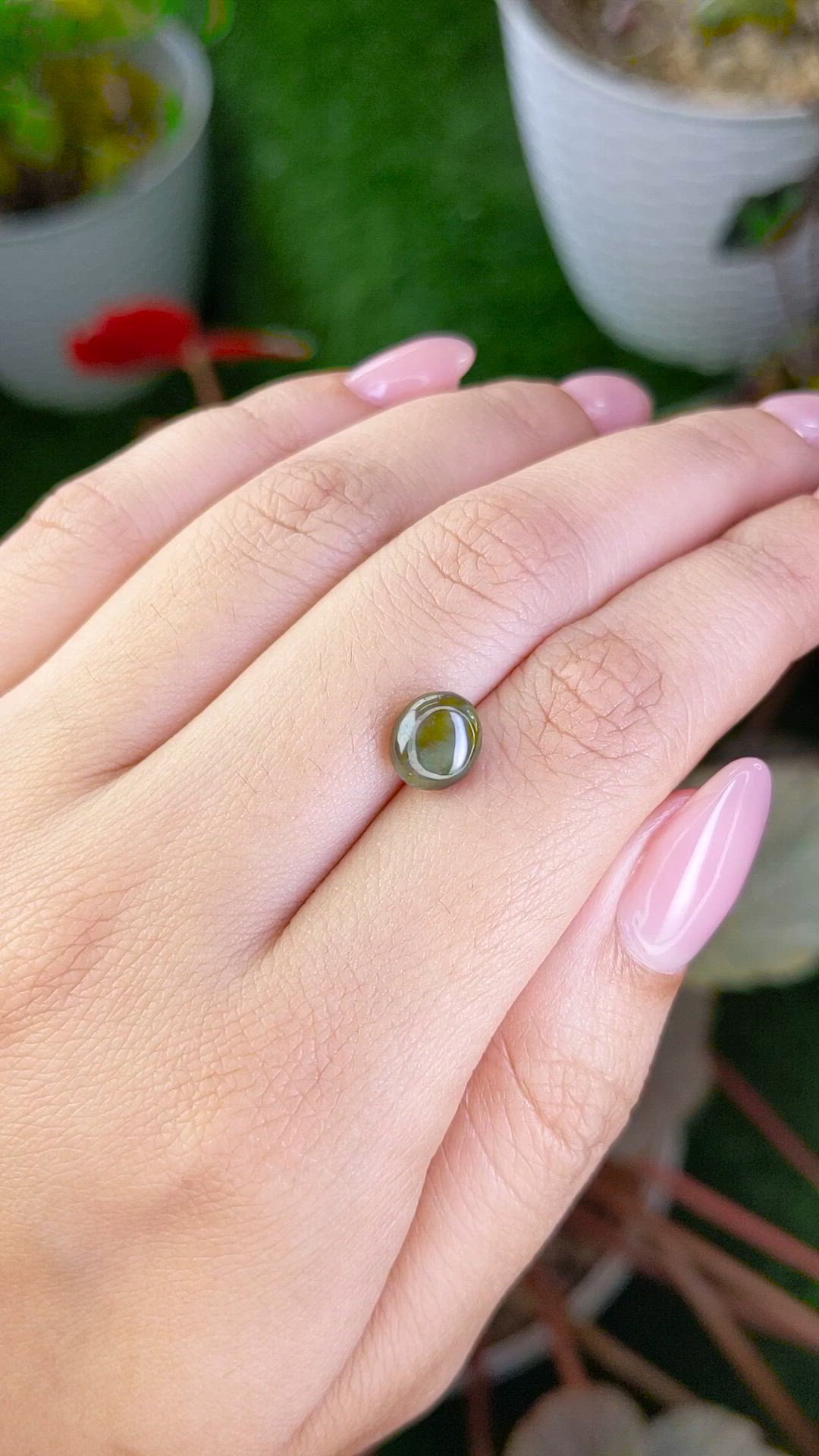 2.68 Ct. Yellowish Green Cabochon Chrysoberyl from Ceylon (Sri Lanka) Size Video