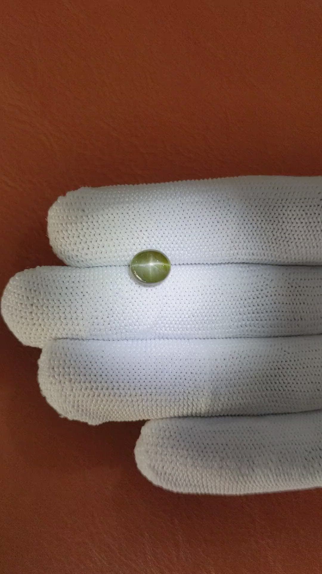2.68 Ct. Yellowish Green Cabochon Chrysoberyl from Ceylon (Sri Lanka) Size Video
