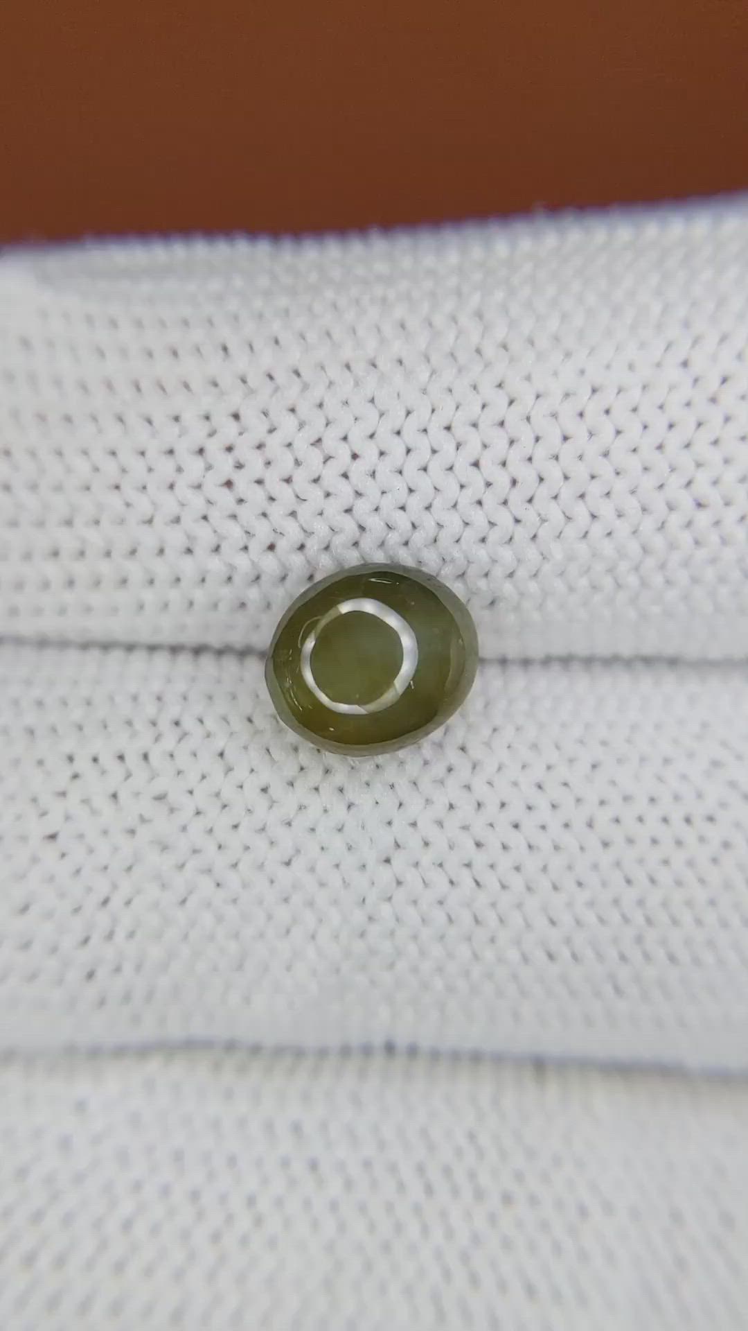 2.68 Ct. Yellowish Green Cabochon Chrysoberyl from Ceylon (Sri Lanka) Size Video