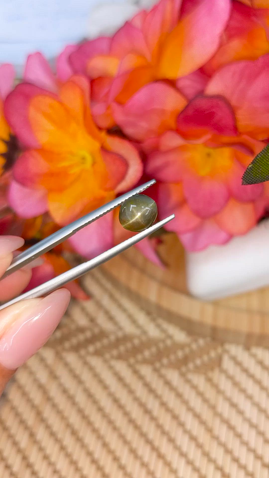 2.68 Ct. Yellowish Green Cabochon Chrysoberyl from Ceylon (Sri Lanka) Size Video