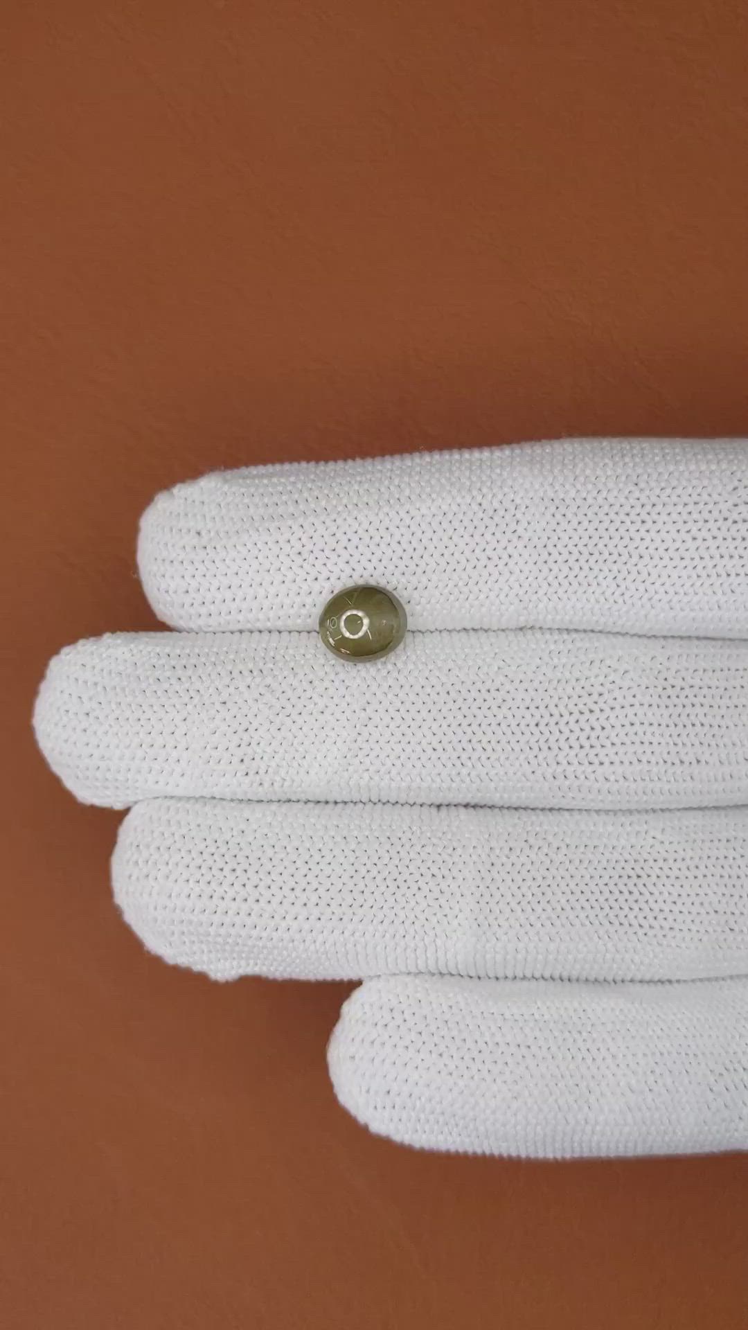 2.68 Ct. Yellowish Green Cabochon Chrysoberyl from Ceylon (Sri Lanka) Size Video