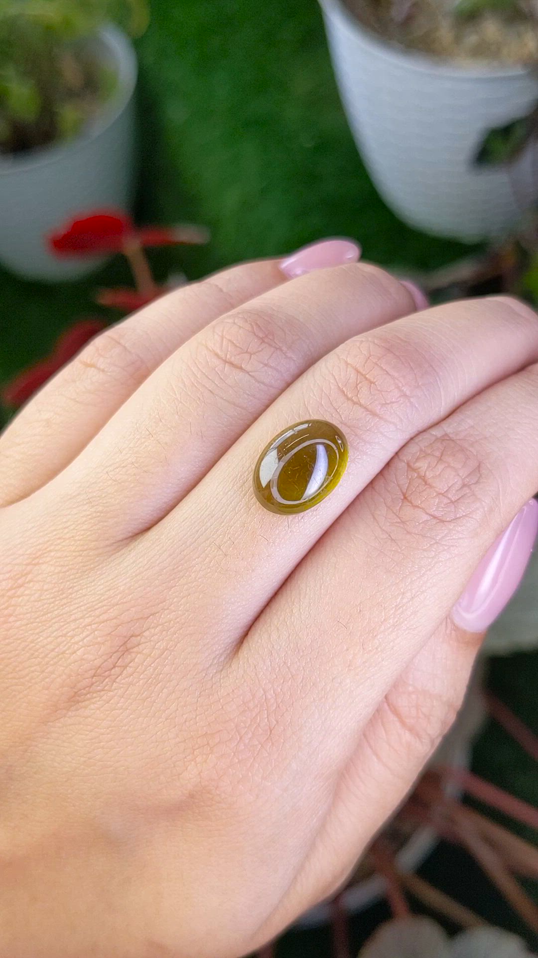 6.30 Ct. Yellow Cabochon Chrysoberyl from Ceylon (Sri Lanka) Size Video