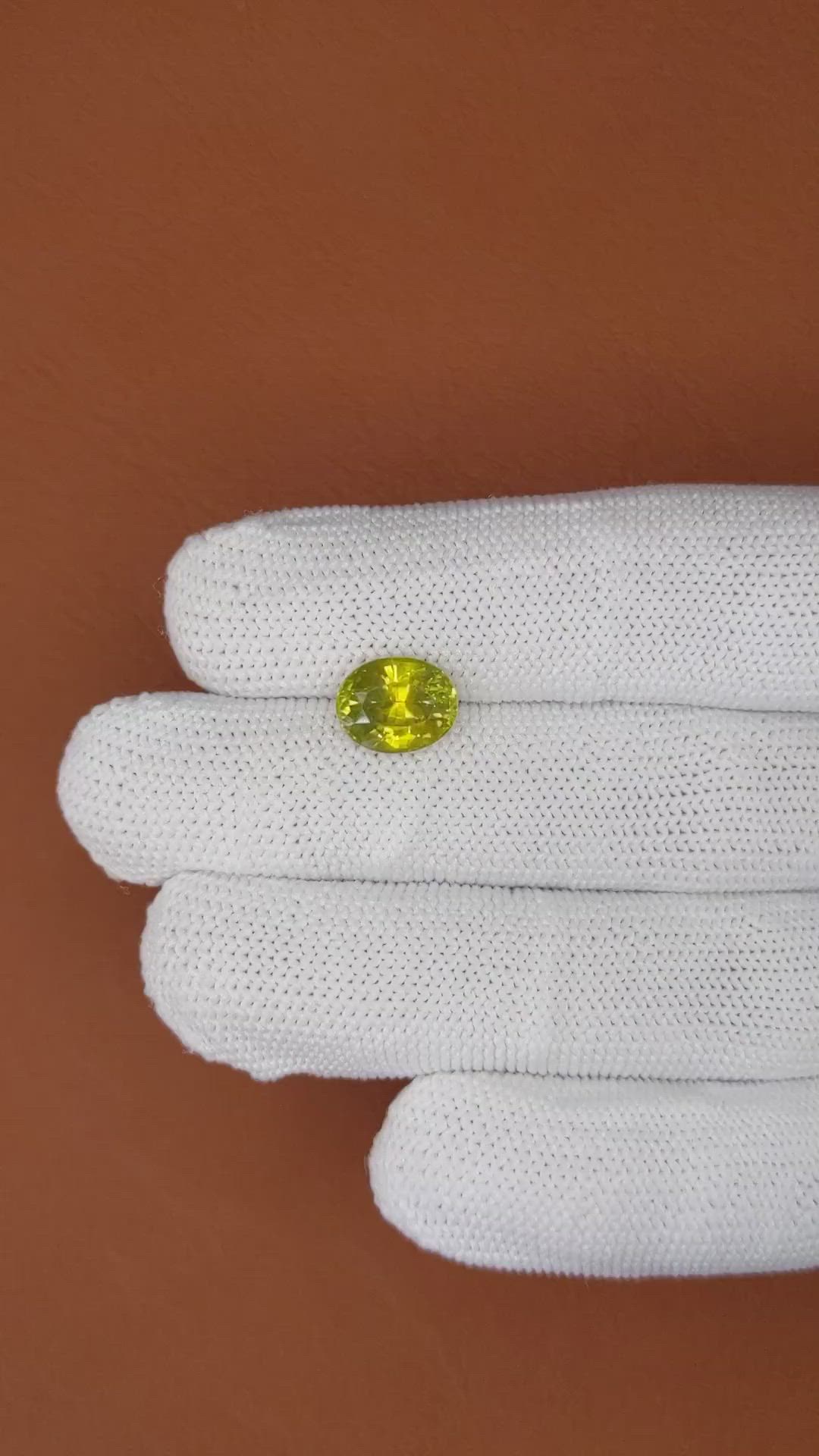4.25 Ct. Greenish Yellow Zircon from Ceylon (Sri Lanka) Size Video