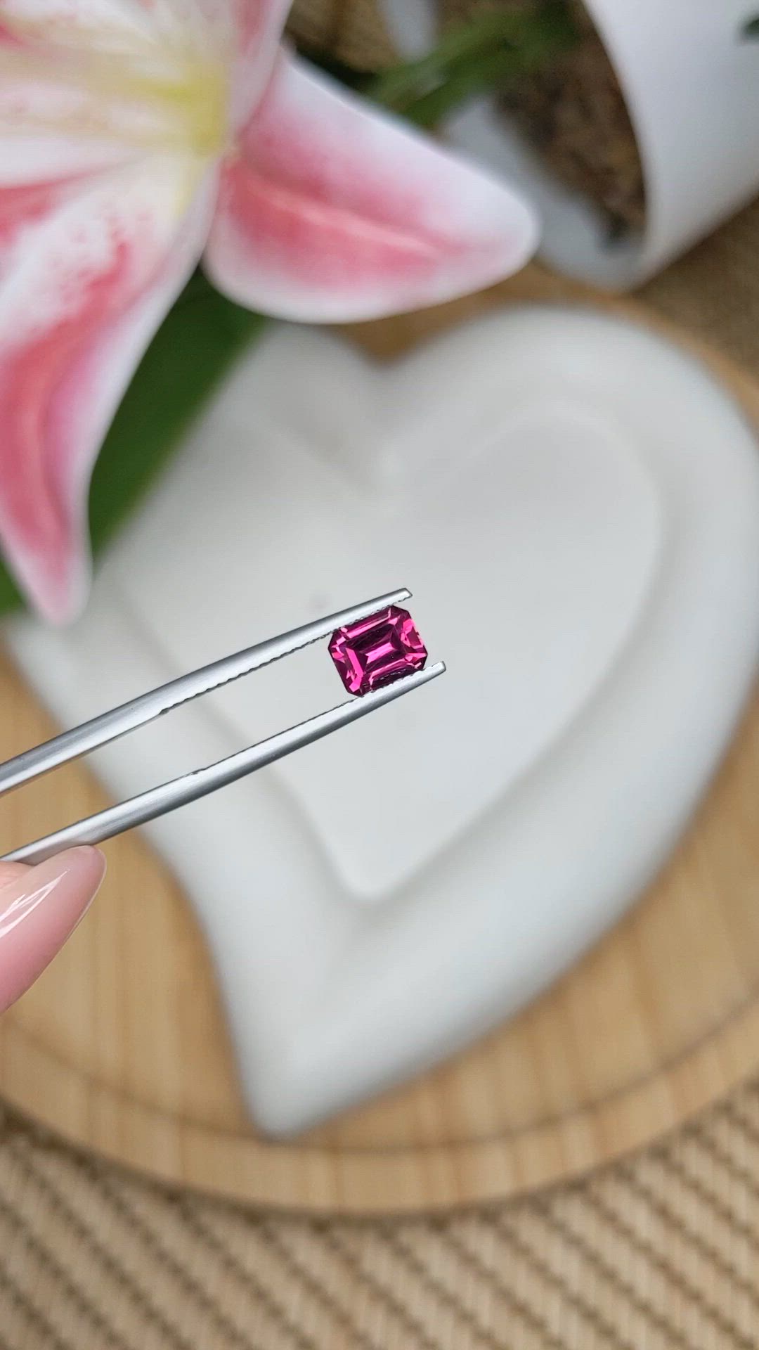 1.09 Ct. Pinkish Purple Rhodolite Garnet from Ceylon (Sri Lanka) Size Video