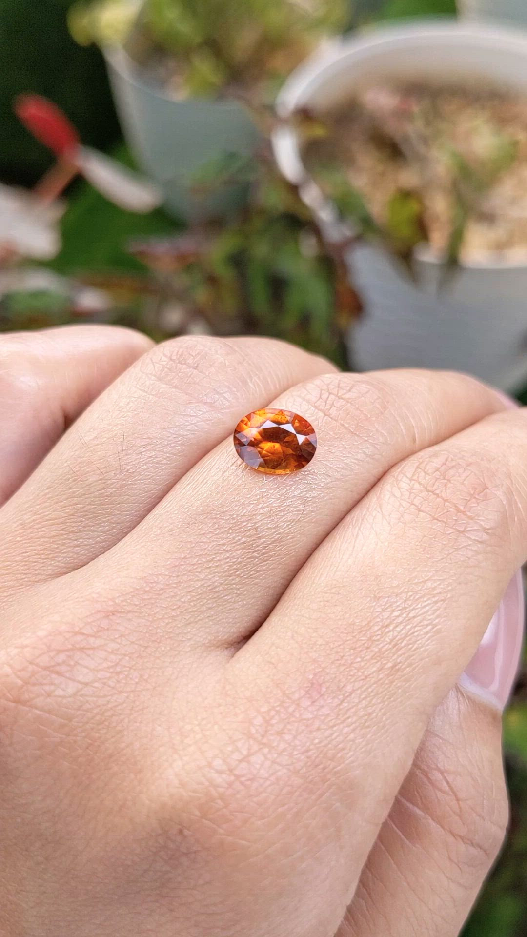 1.84 Ct. Orange Hessonite Garnet from Madagascar Size Video
