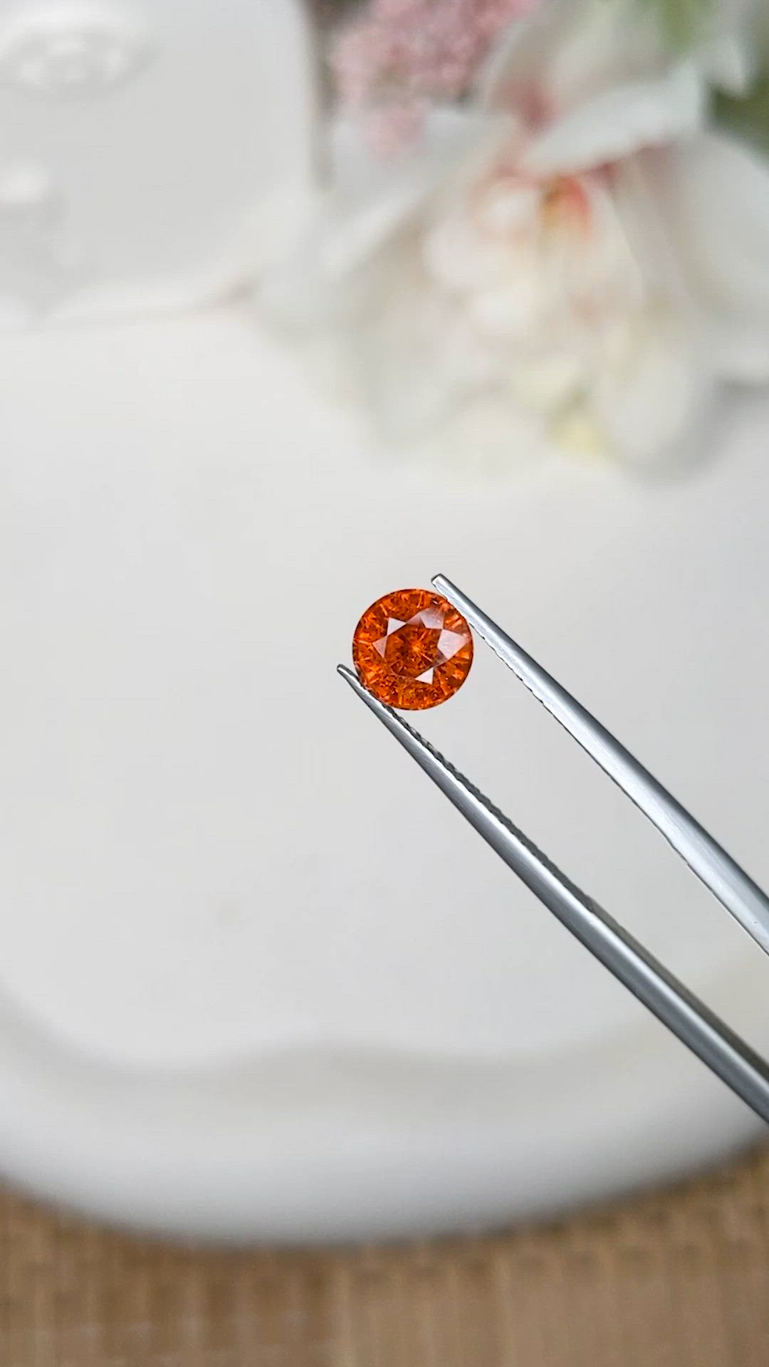 1.46 Ct. Orange Hessonite Garnet from Madagascar Size Video