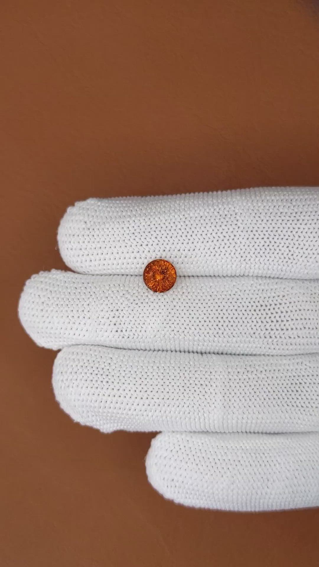 1.46 Ct. Orange Hessonite Garnet from Madagascar Size Video