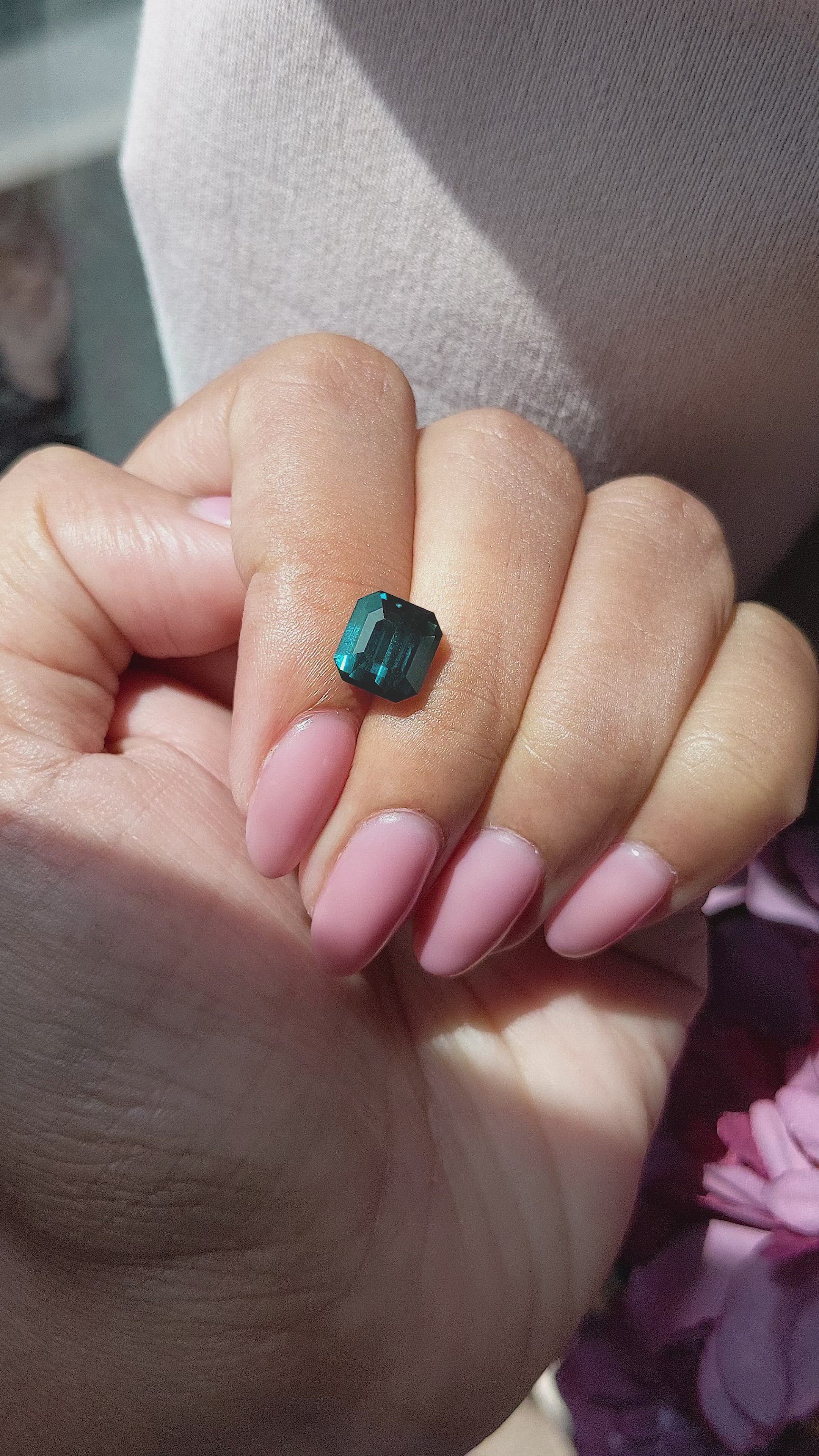 2.76 Ct. Greenish Blue Tourmaline from Madagascar Size Video