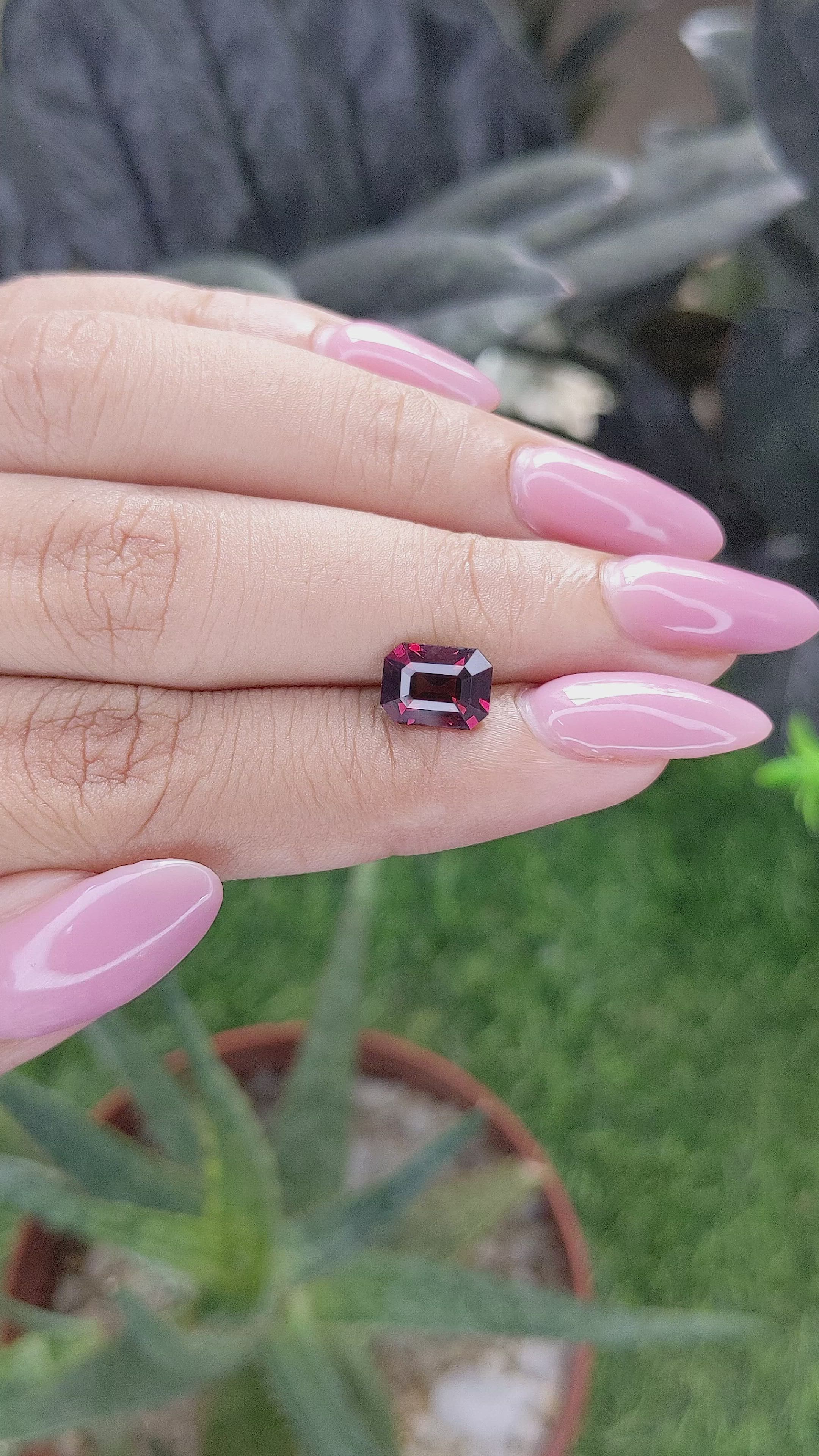 2.23 Ct. Red Rhodolite Garnet from Ceylon (Sri Lanka) Size Video
