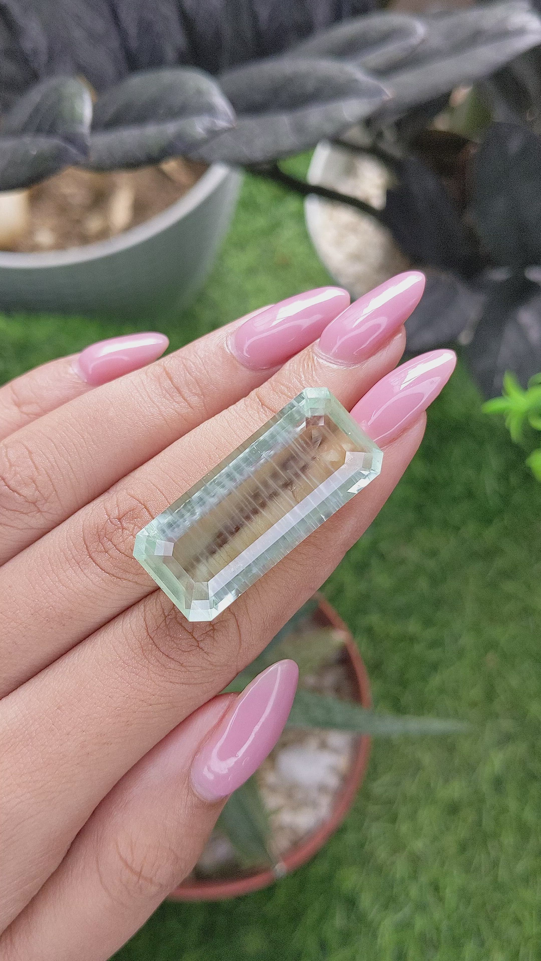 33.88 Ct. Bluish Green Aquamarine from Ceylon (Sri Lanka) Size Video
