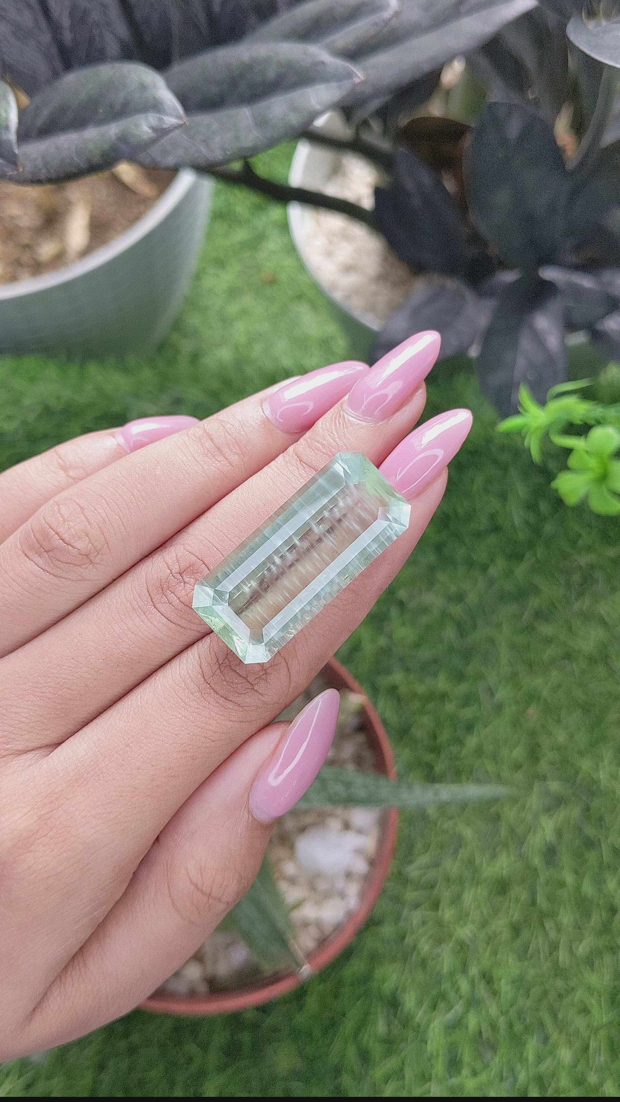 35.17 Ct. Bluish Green Aquamarine from Ceylon (Sri Lanka) Size Video