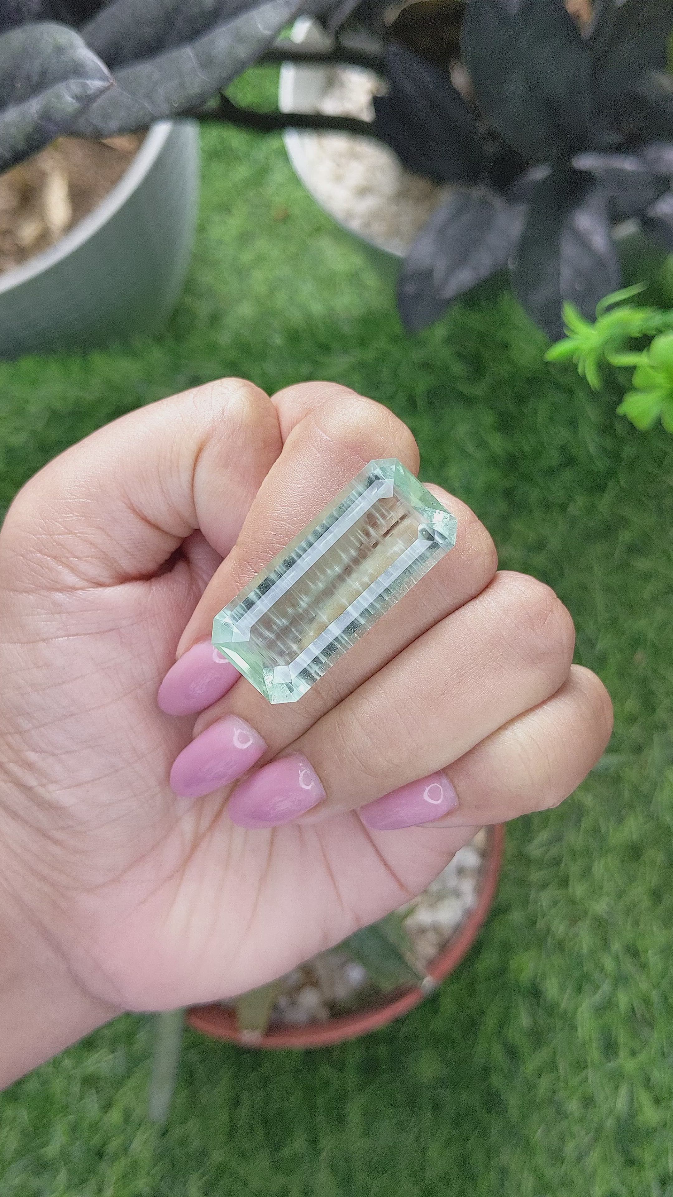 35.17 Ct. Bluish Green Aquamarine from Ceylon (Sri Lanka) Size Video