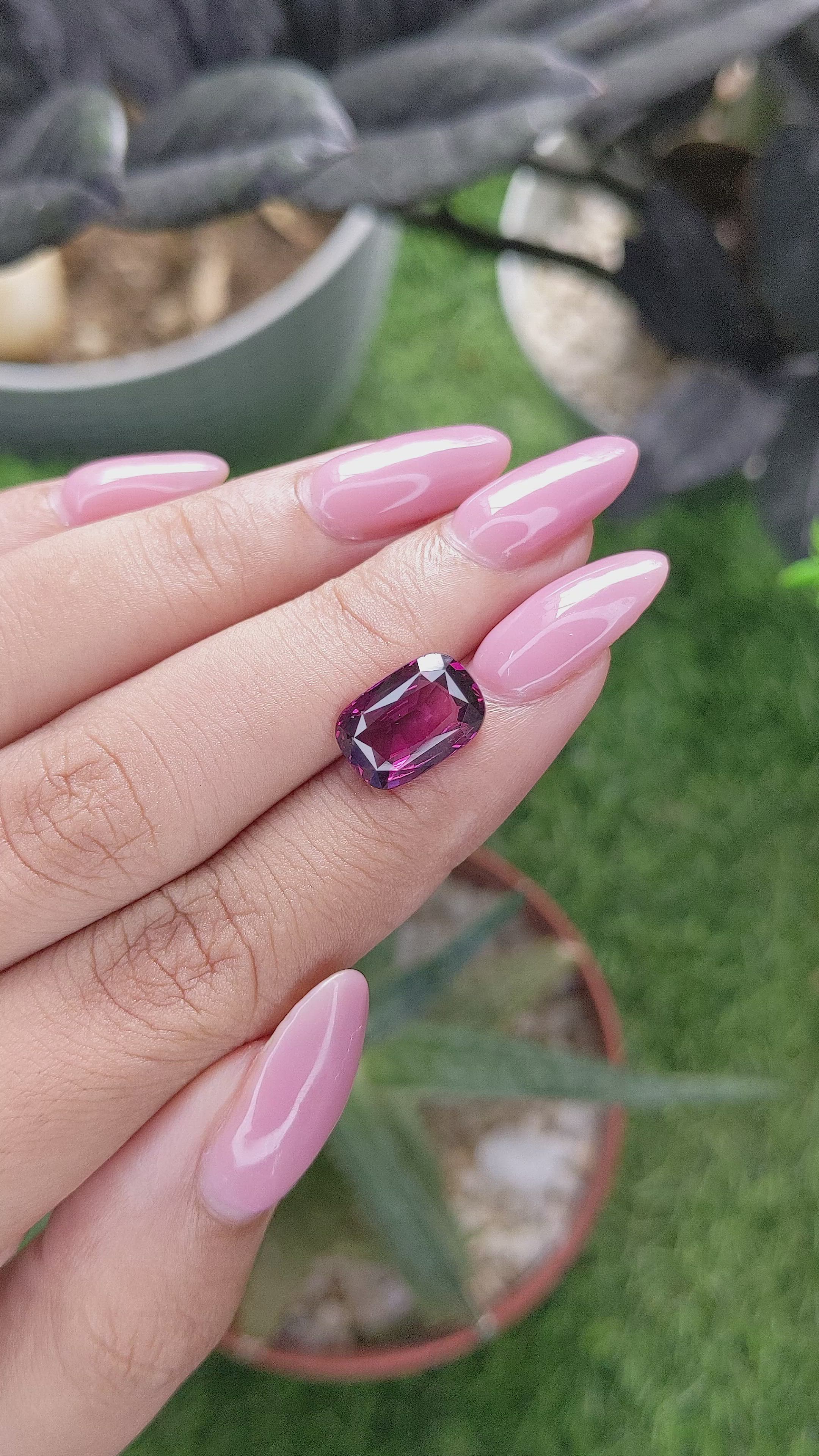 4.51 Ct. Purplish Pink Rhodolite Garnet Size Video