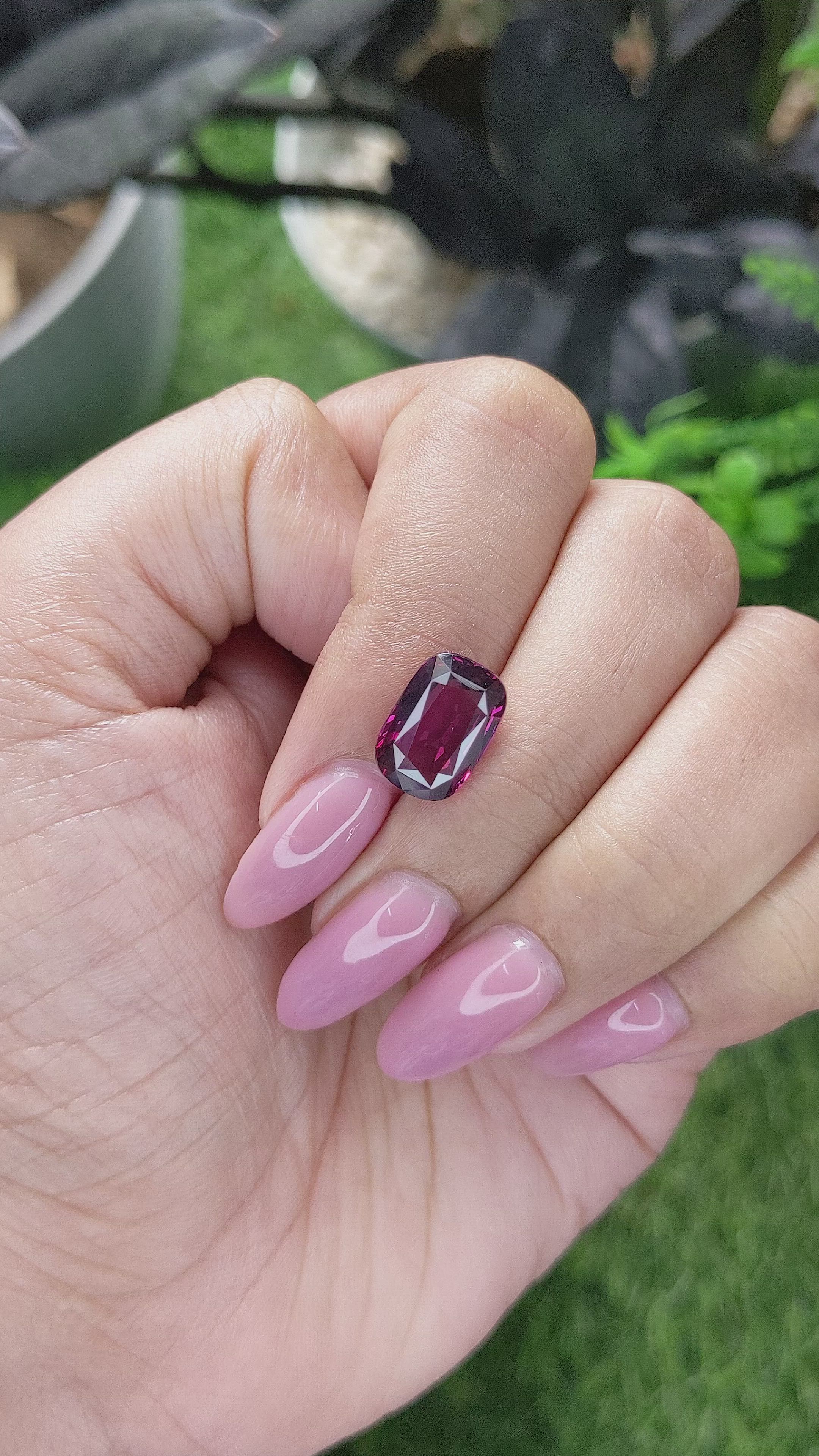 4.51 Ct. Purplish Pink Rhodolite Garnet Size Video