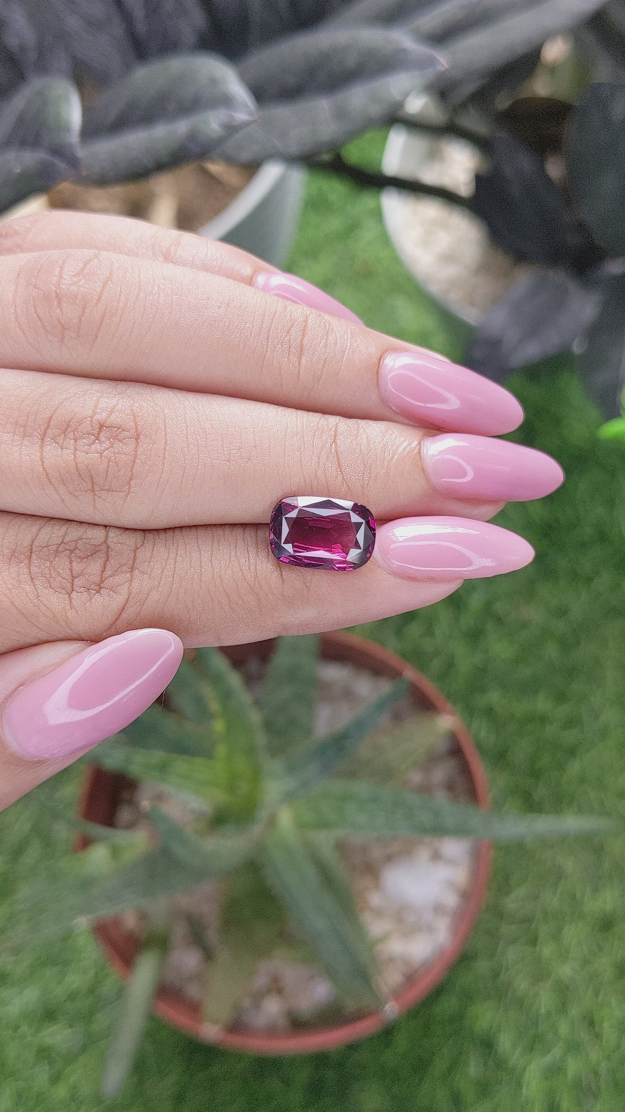 4.51 Ct. Purplish Pink Rhodolite Garnet Size Video