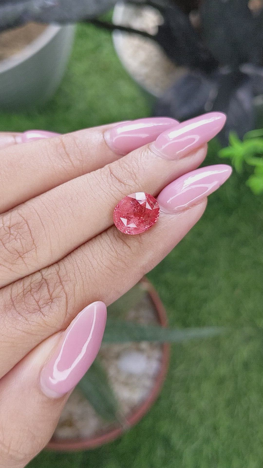 3.75 Ct. Orangish Pink Spinel from Tanzania Size Video
