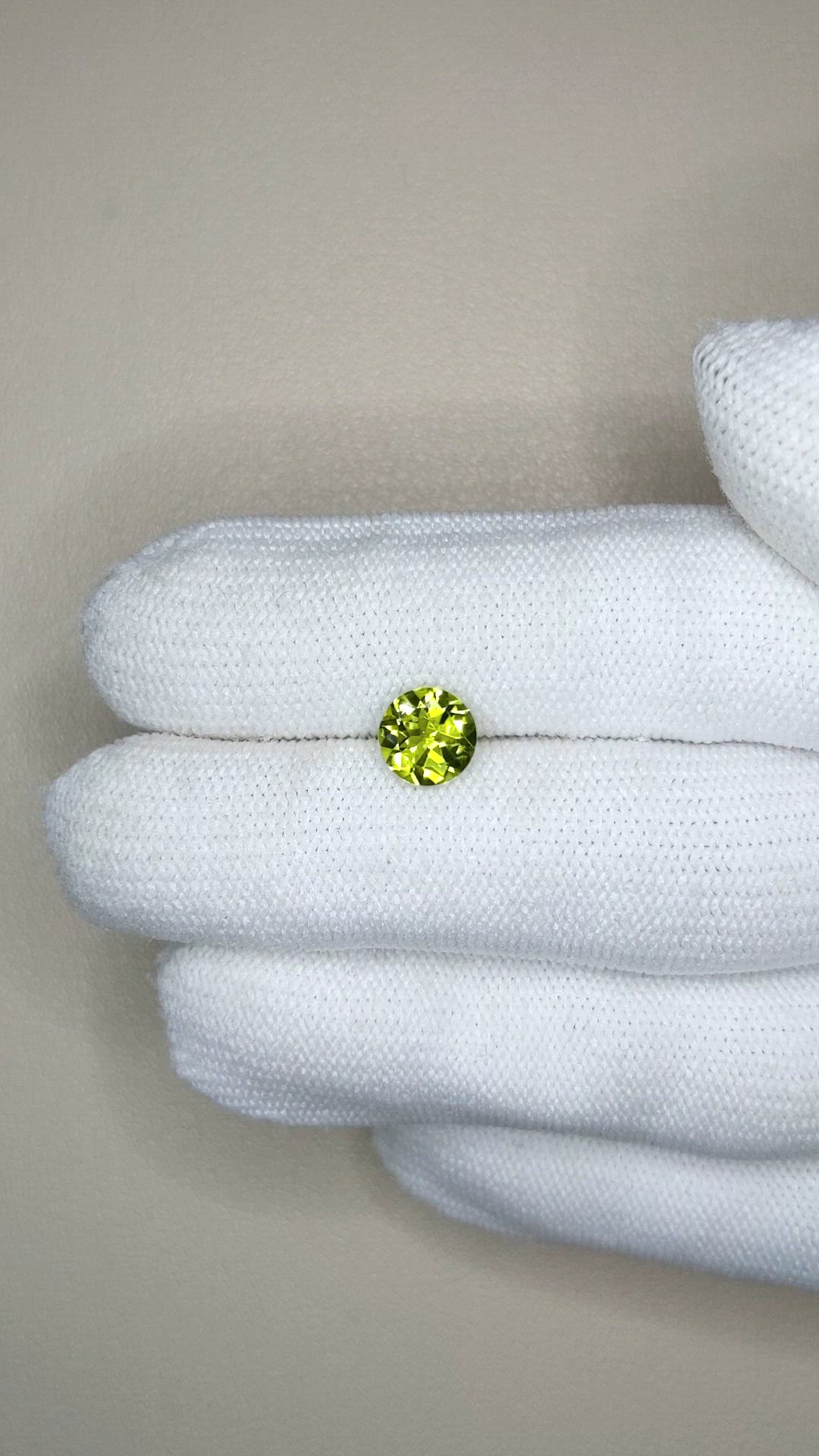 1.36 Ct. Green (Lime Green) Peridot from Burma (Myanmar) Size Video