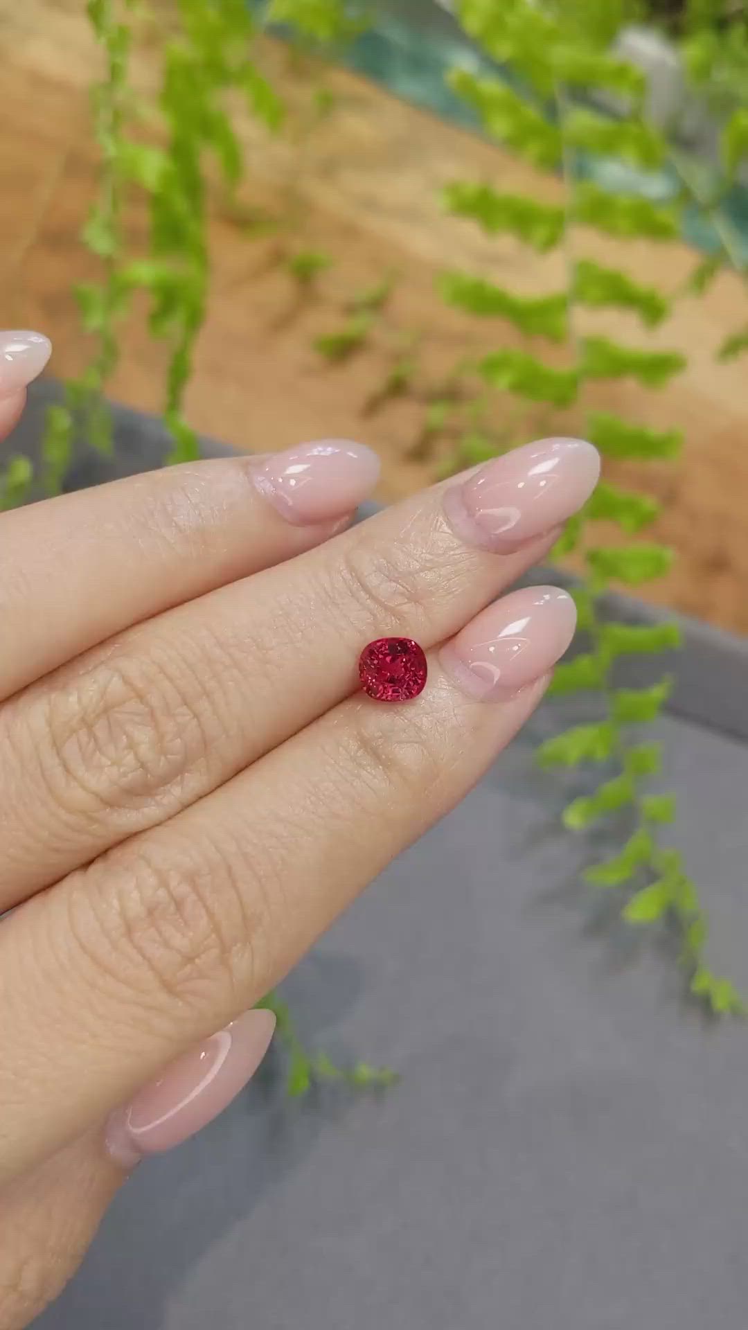 1.29 Ct. Red Spinel from Burma (Myanmar) Size Video
