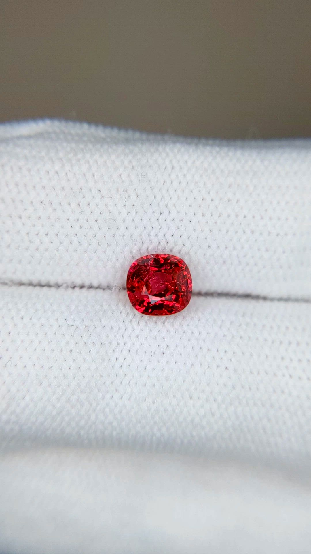 1.29 Ct. Red Spinel from Burma (Myanmar) Size Video