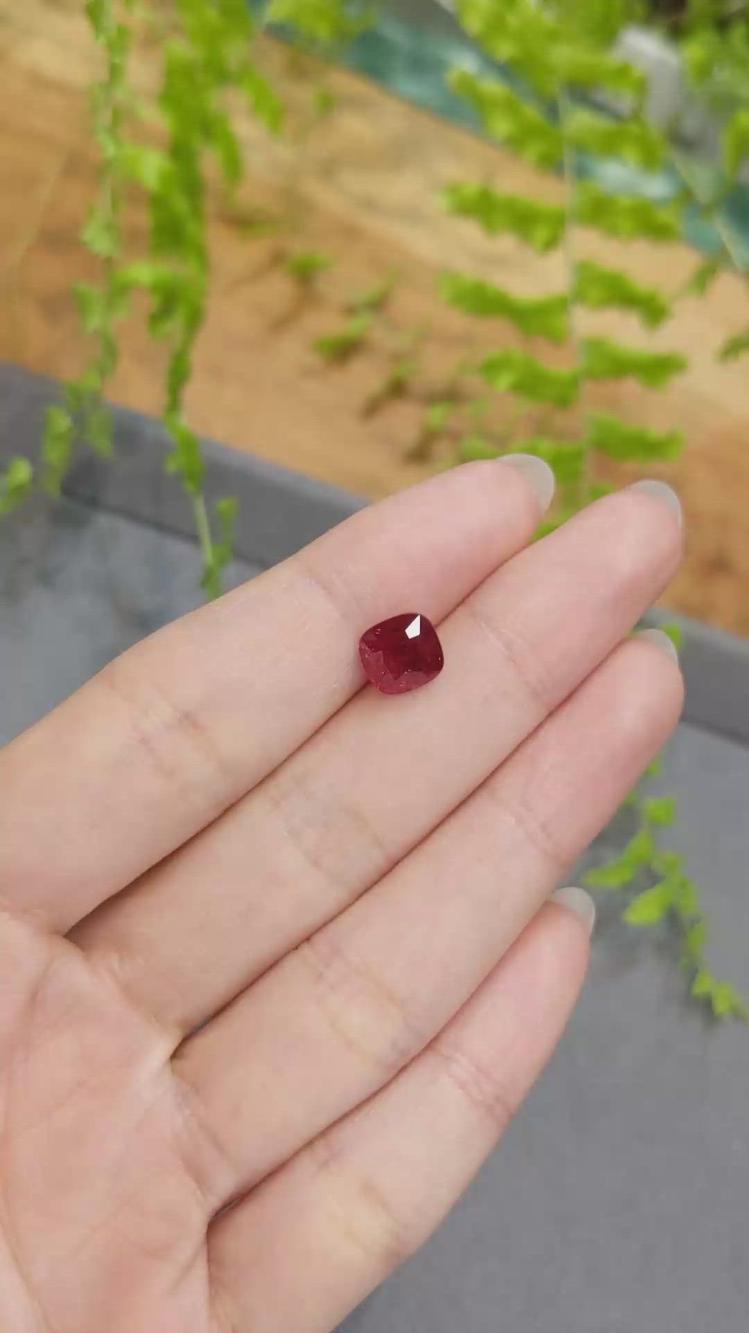 2.57 Ct. Purplish Red Spinel from Burma (Myanmar) Size Video