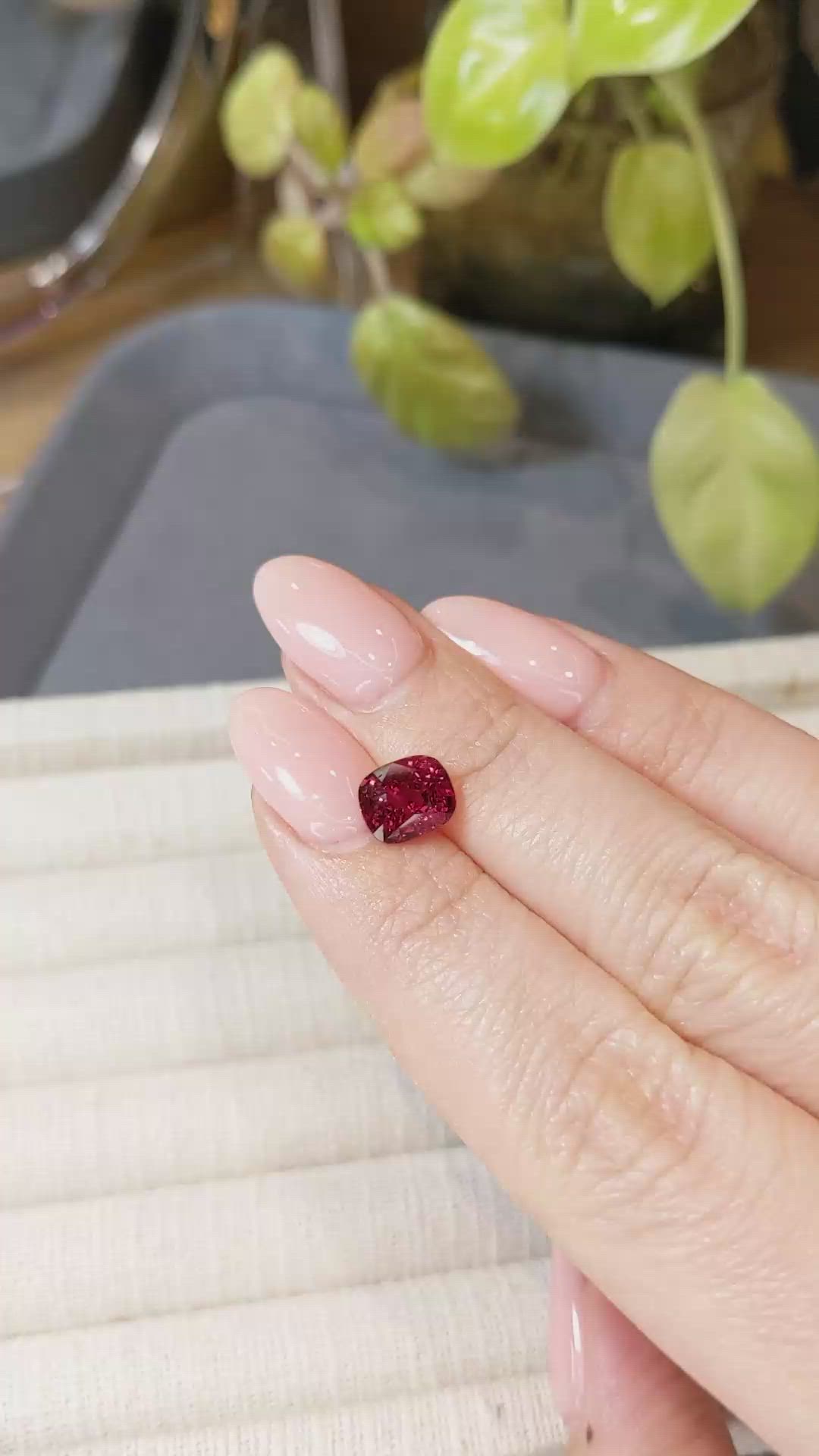 1.97 Ct. Purplish Red Spinel from Burma (Myanmar) Size Video