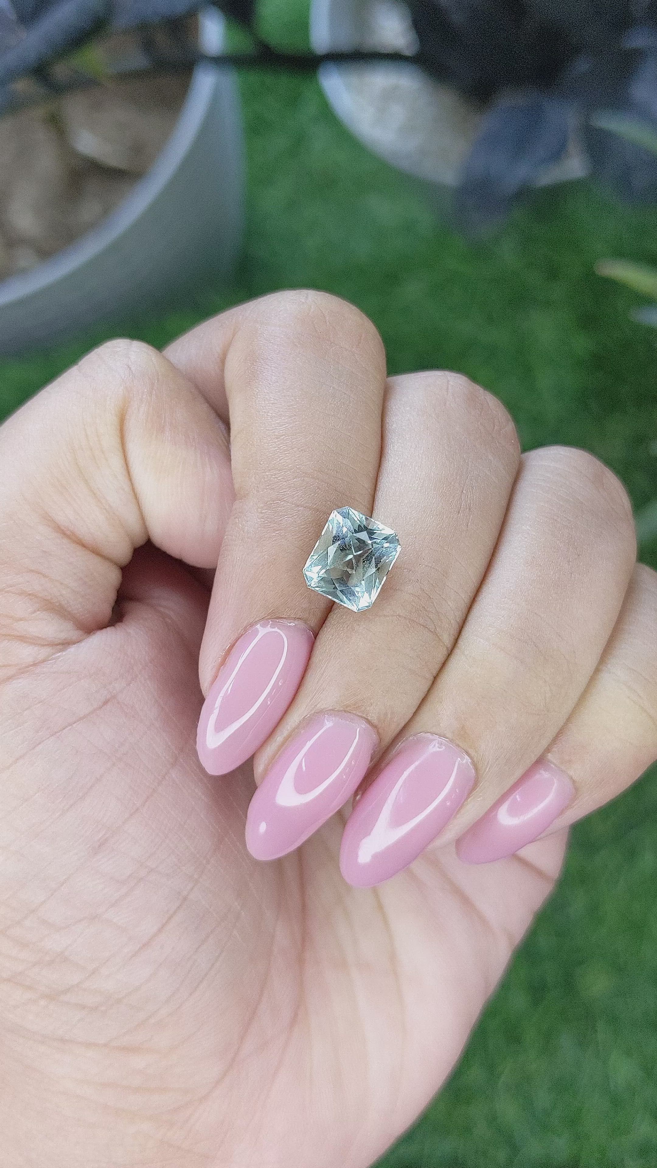 2.57 Ct. Bluish Green Aquamarine from Madagascar Size Video