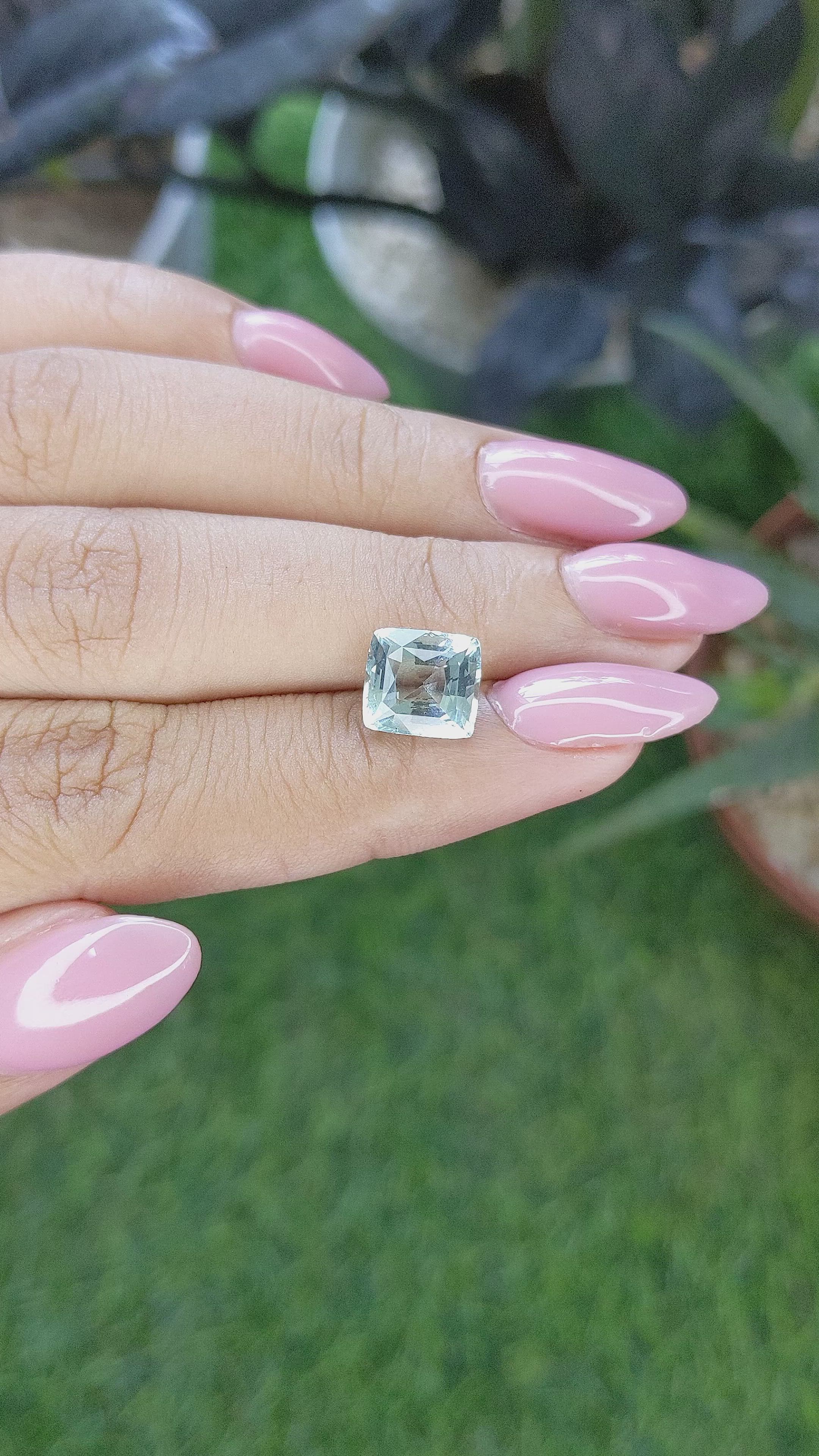 2.56 Ct. Greenish Blue Aquamarine from Madagascar Size Video