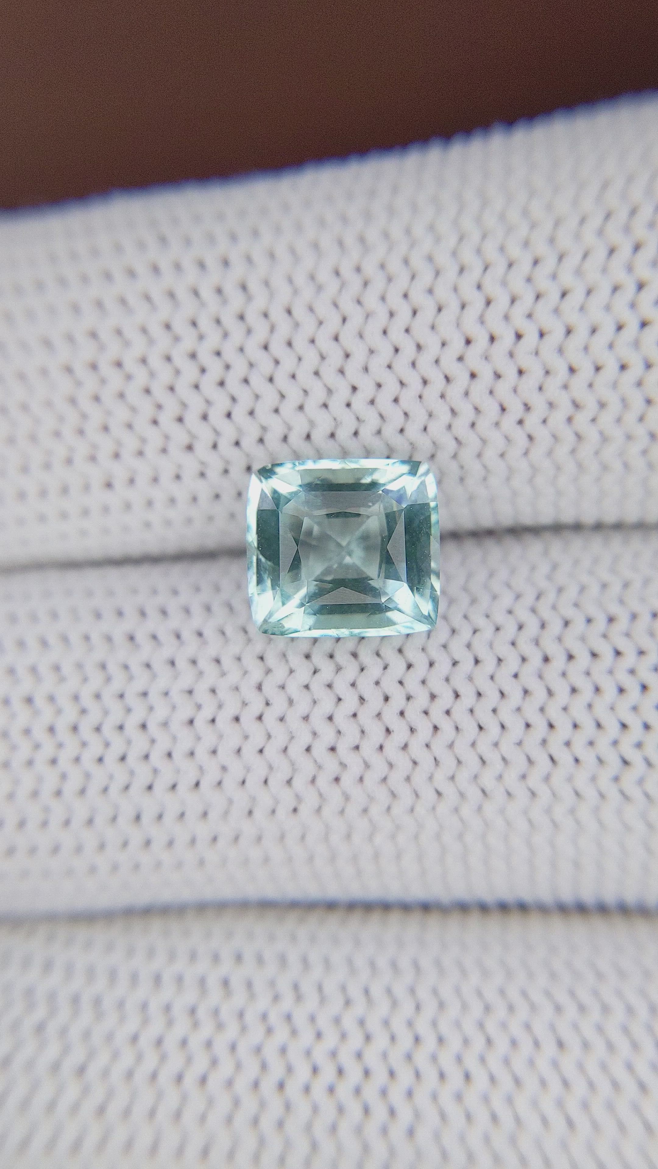 2.56 Ct. Greenish Blue Aquamarine from Madagascar Size Video