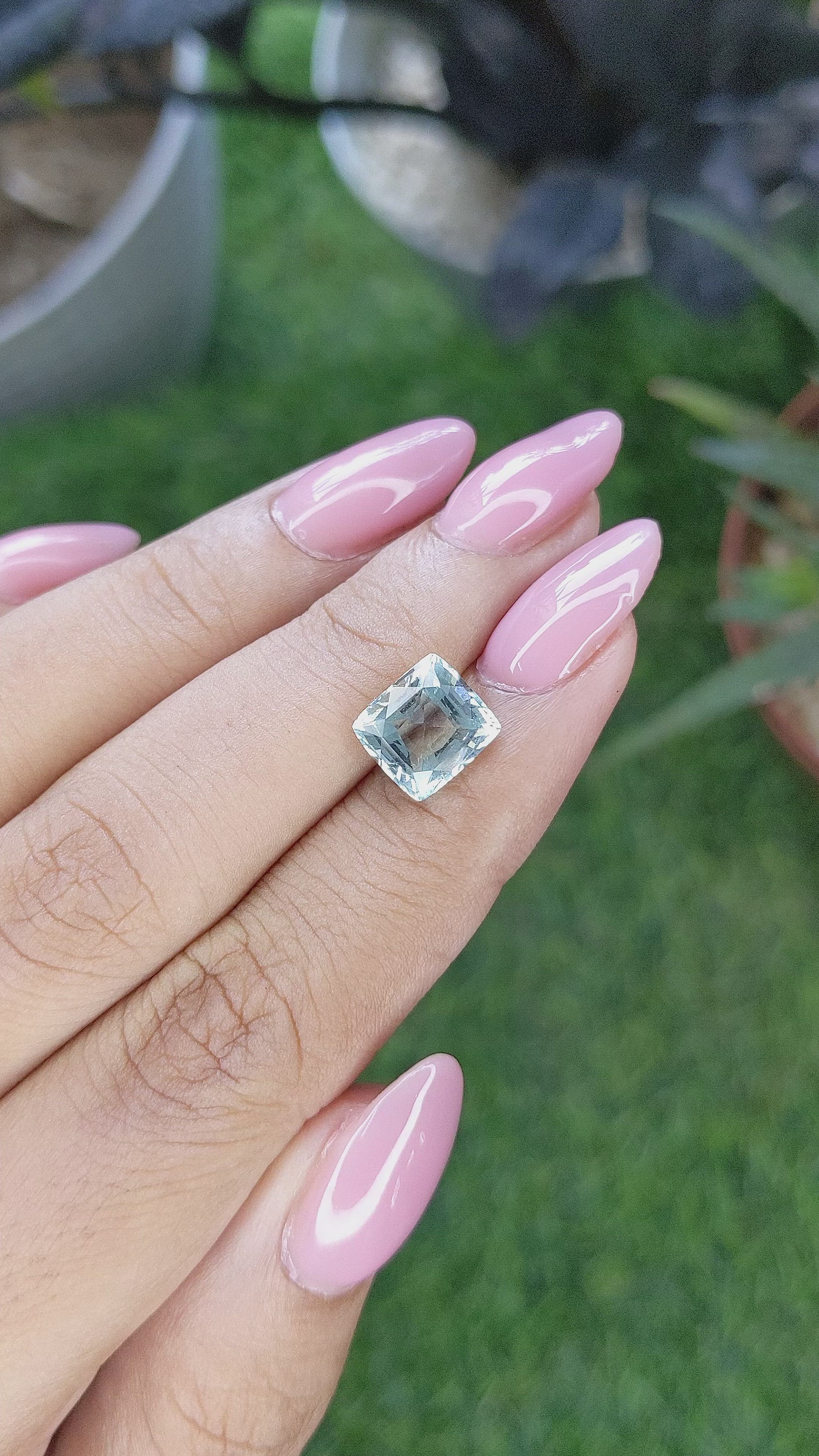 2.56 Ct. Greenish Blue Aquamarine from Madagascar Size Video