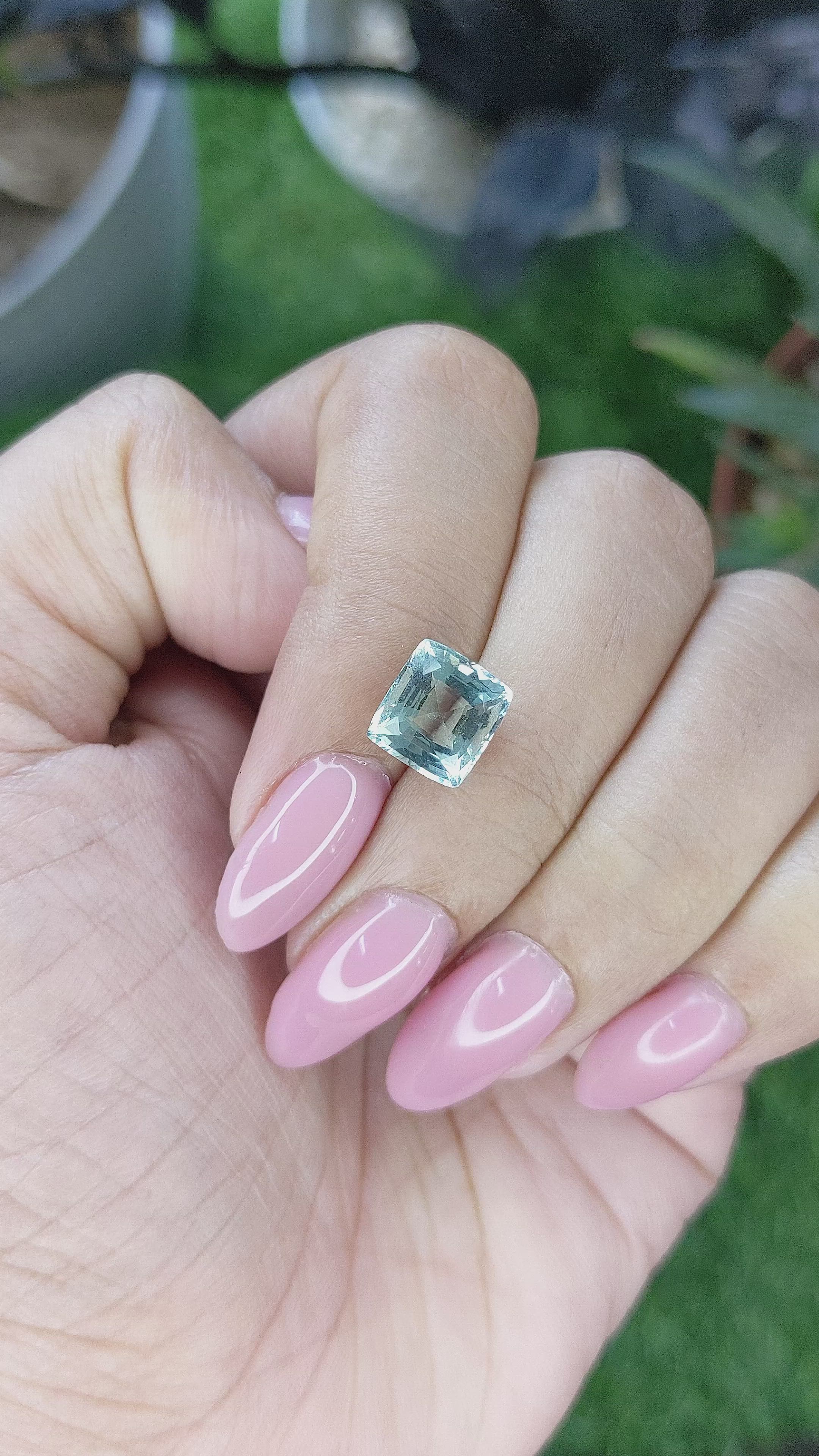 2.56 Ct. Greenish Blue Aquamarine from Madagascar Size Video