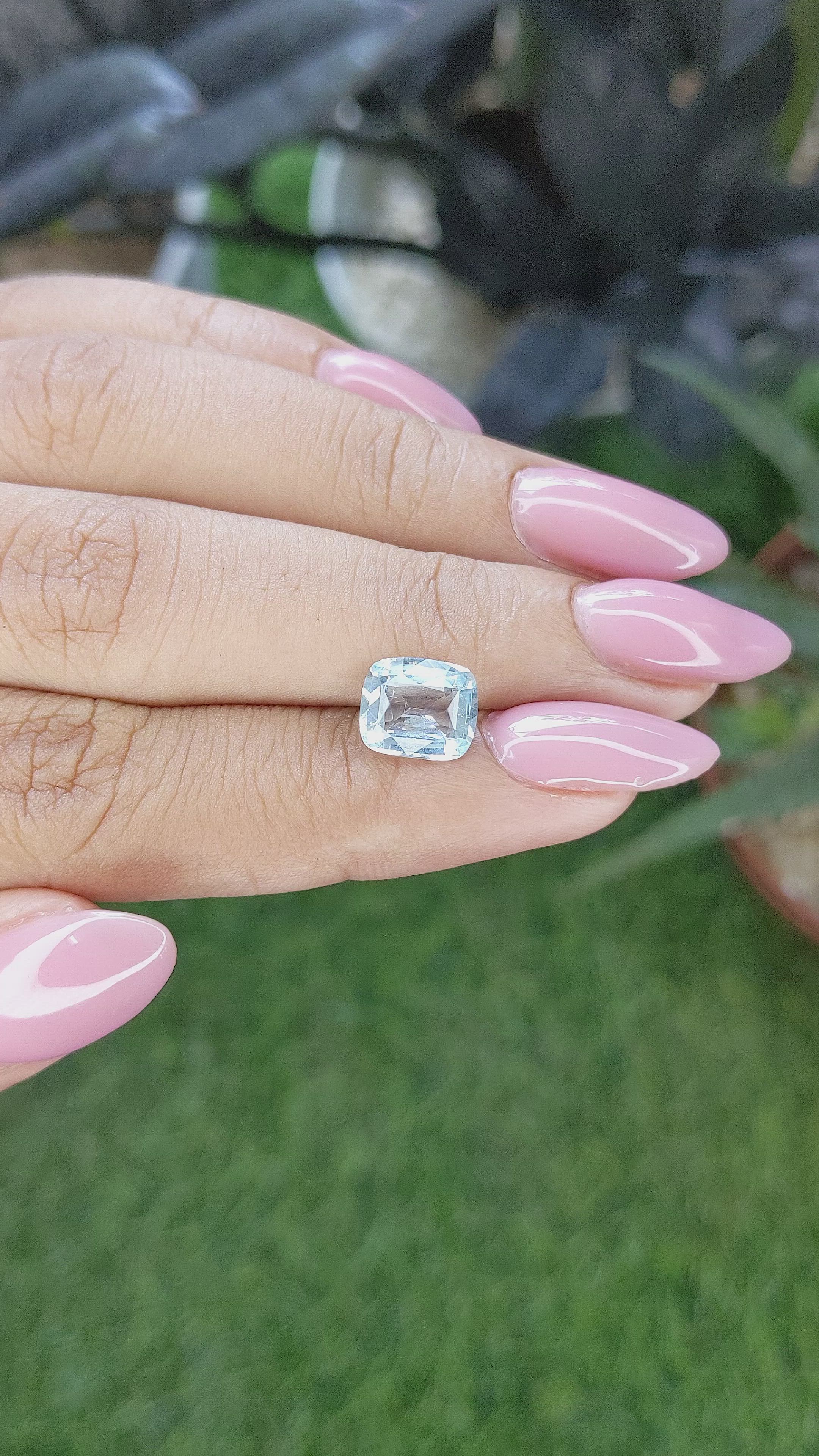 1.76 Ct. Blue Aquamarine from Madagascar Size Video