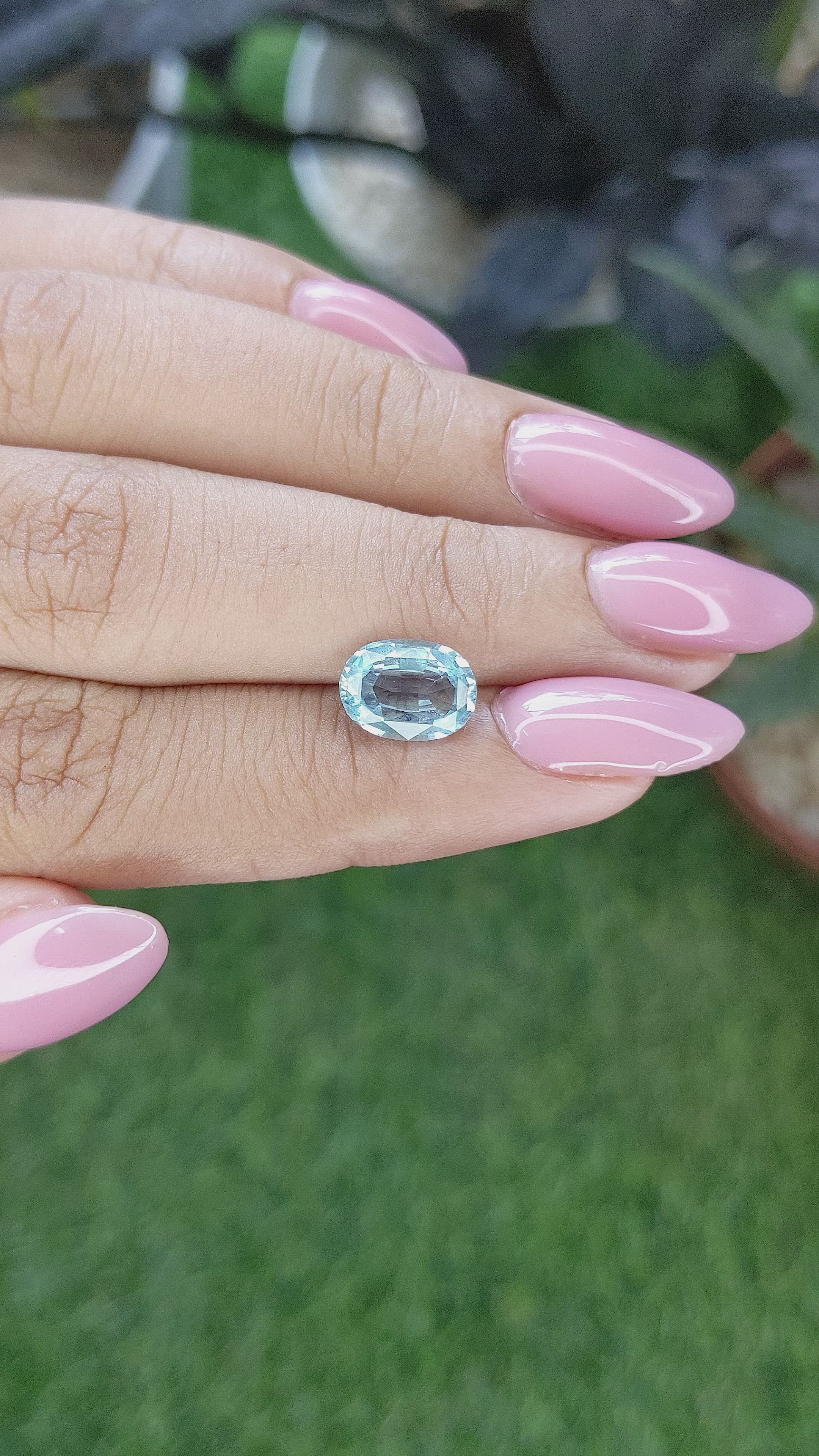1.71 Ct. Blue Aquamarine from Madagascar Size Video