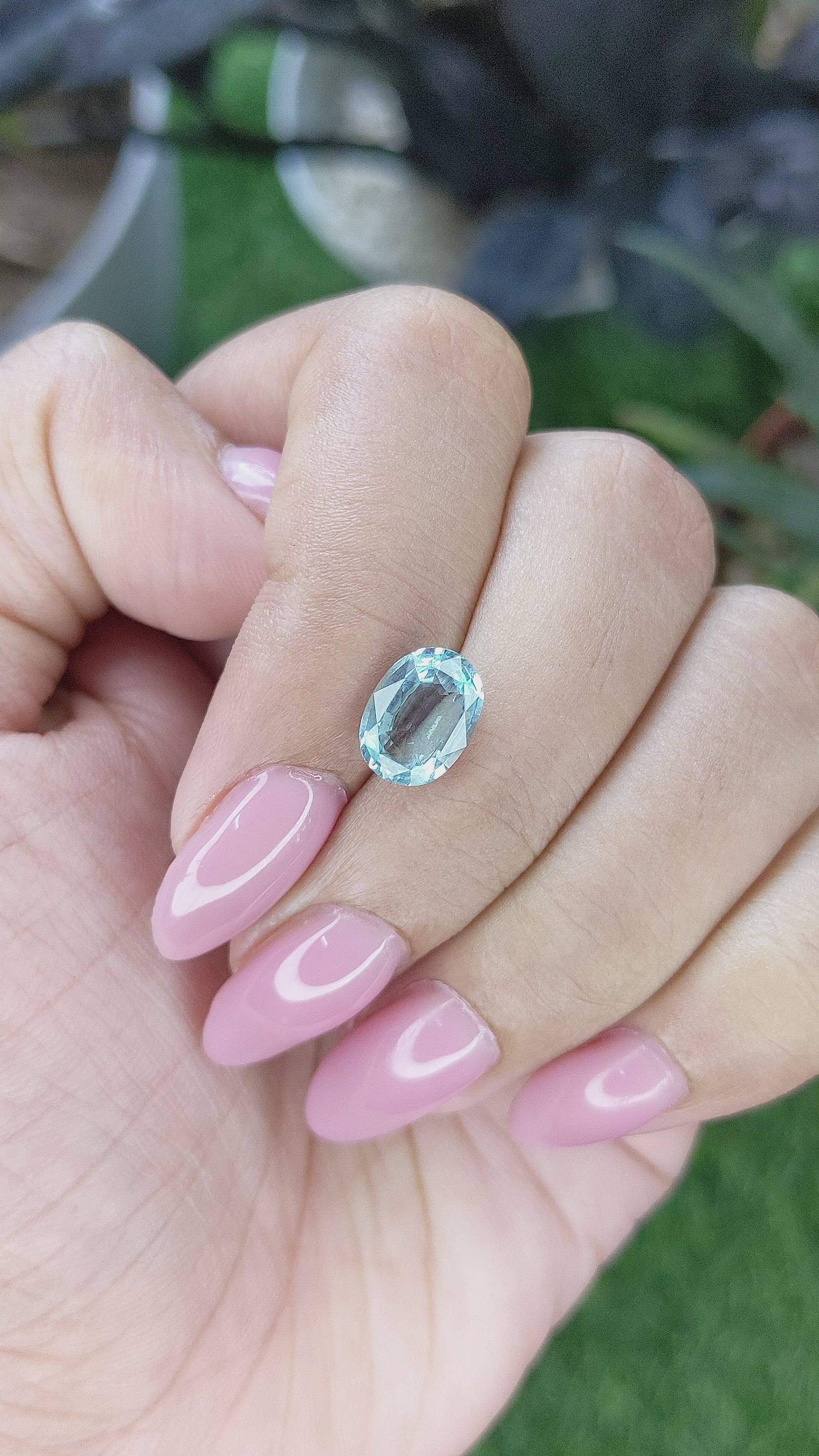 1.71 Ct. Blue Aquamarine from Madagascar Size Video