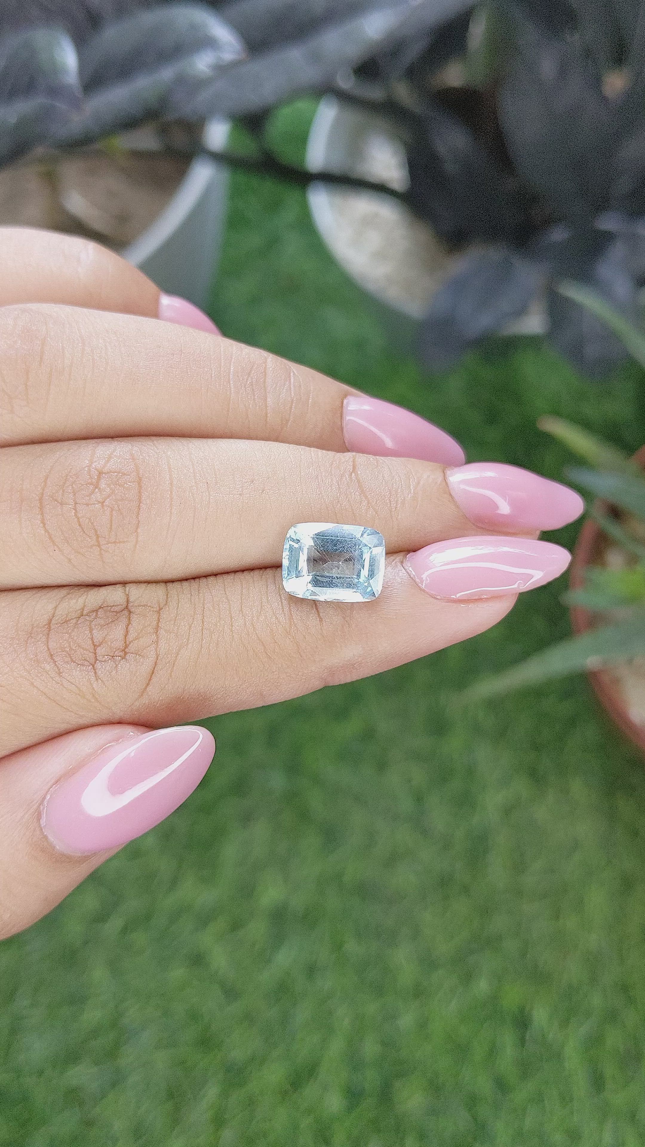 3.09 Ct. Blue Aquamarine from Madagascar Size Video