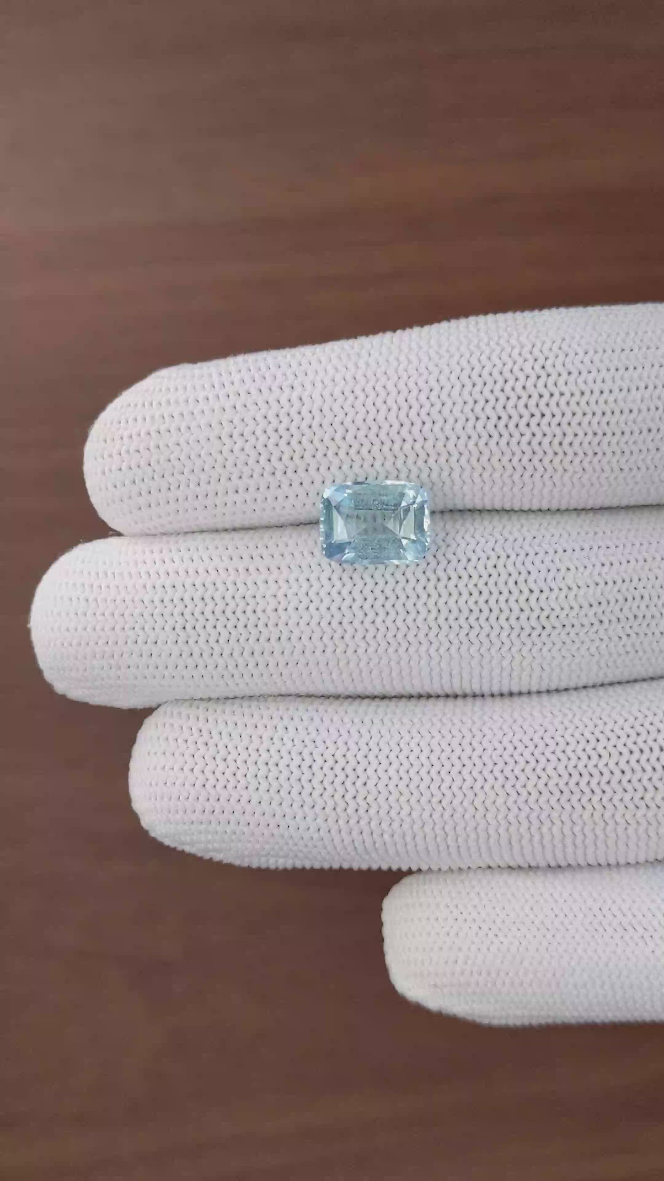 3.09 Ct. Blue Aquamarine from Madagascar Size Video
