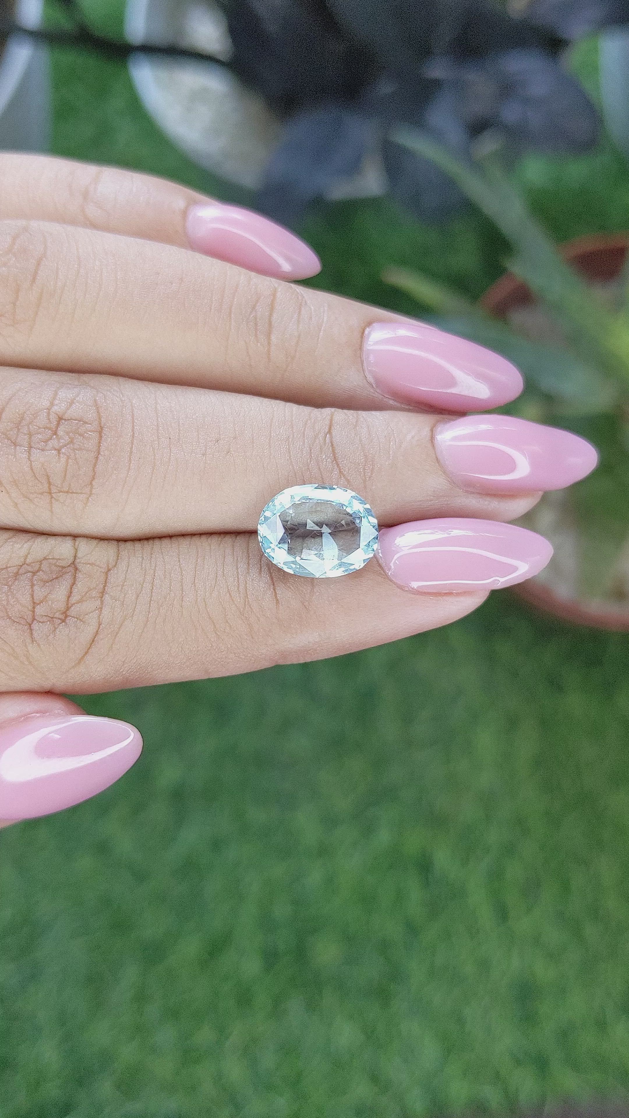 3.07 Ct. Blue Aquamarine from Madagascar Size Video