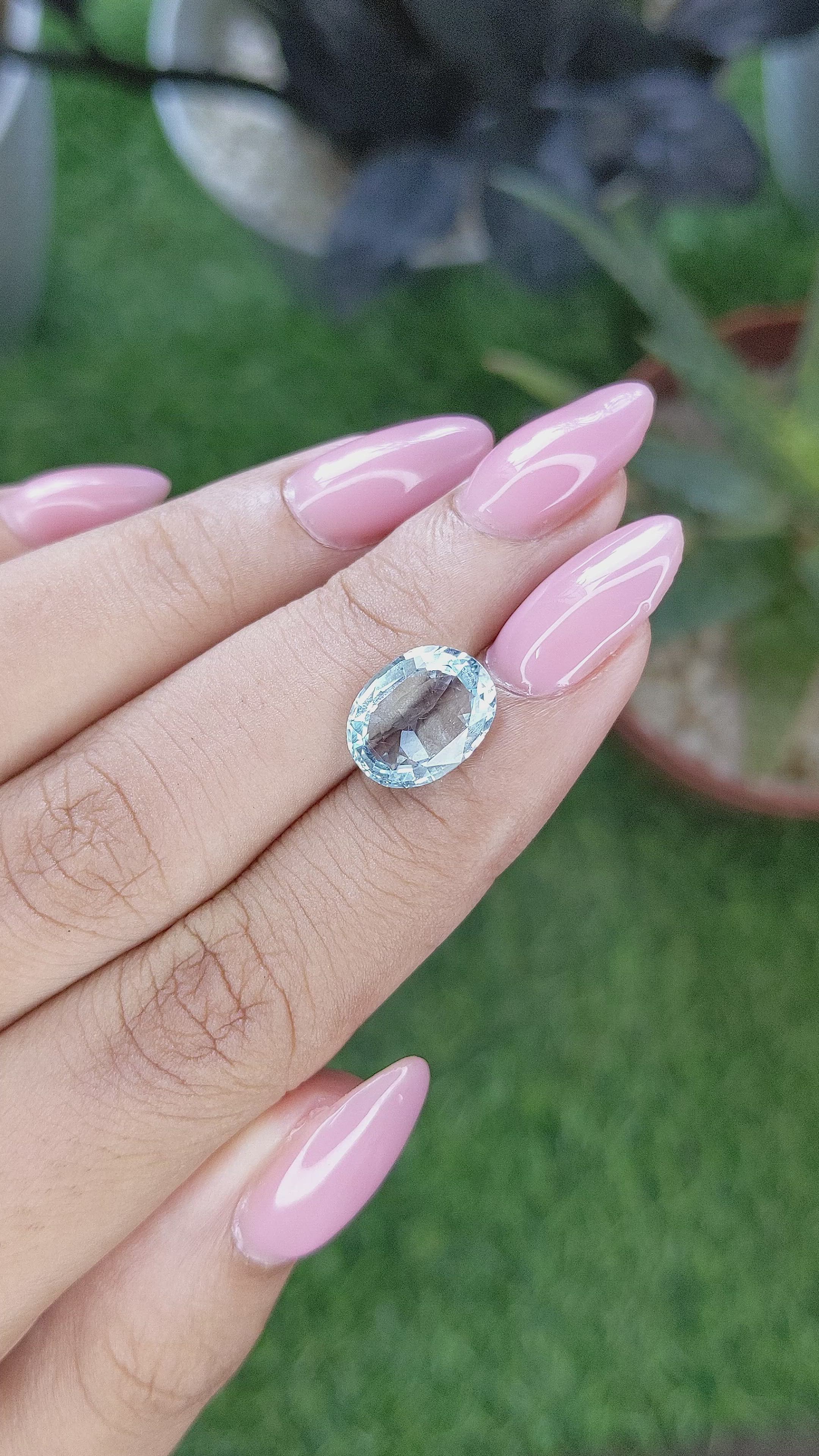 3.07 Ct. Blue Aquamarine from Madagascar Size Video