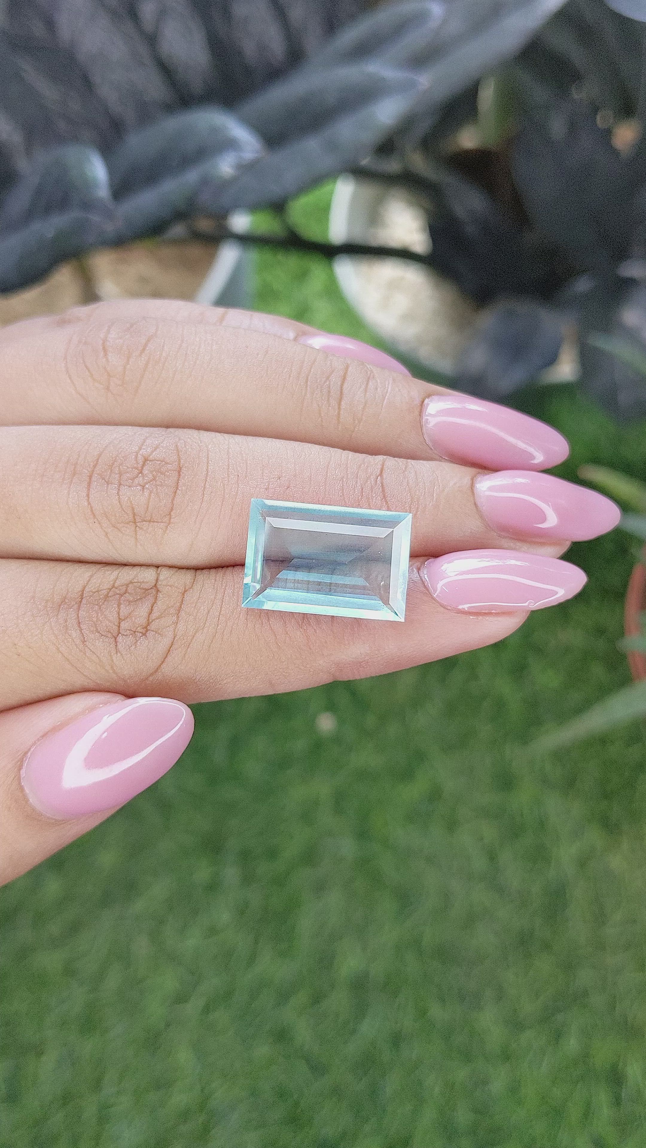 7.76 Ct. Blue Aquamarine from Madagascar Size Video