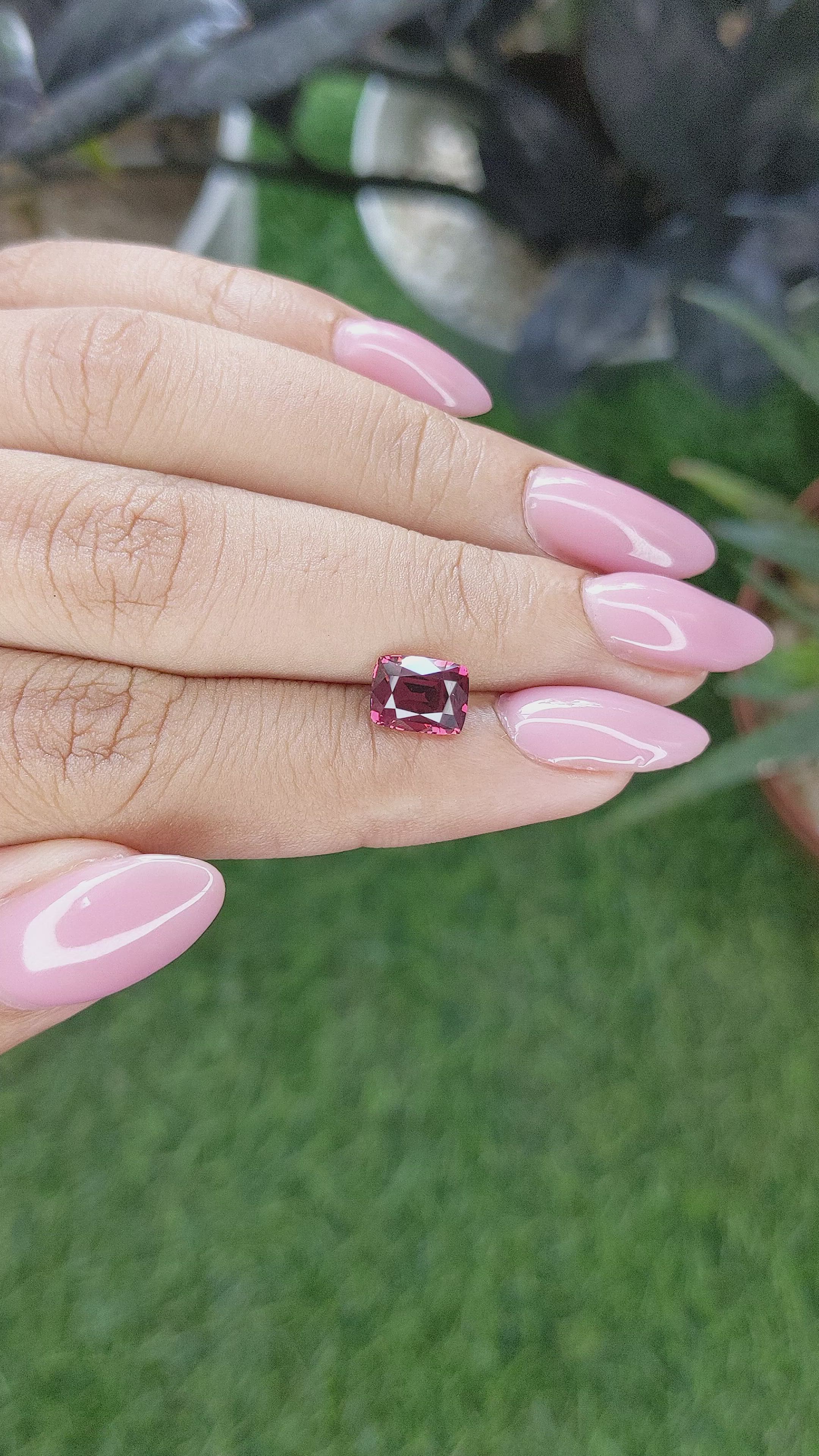 1.96 Ct. Purplish Pink Rhodolite Garnet from Ceylon (Sri Lanka) Size Video