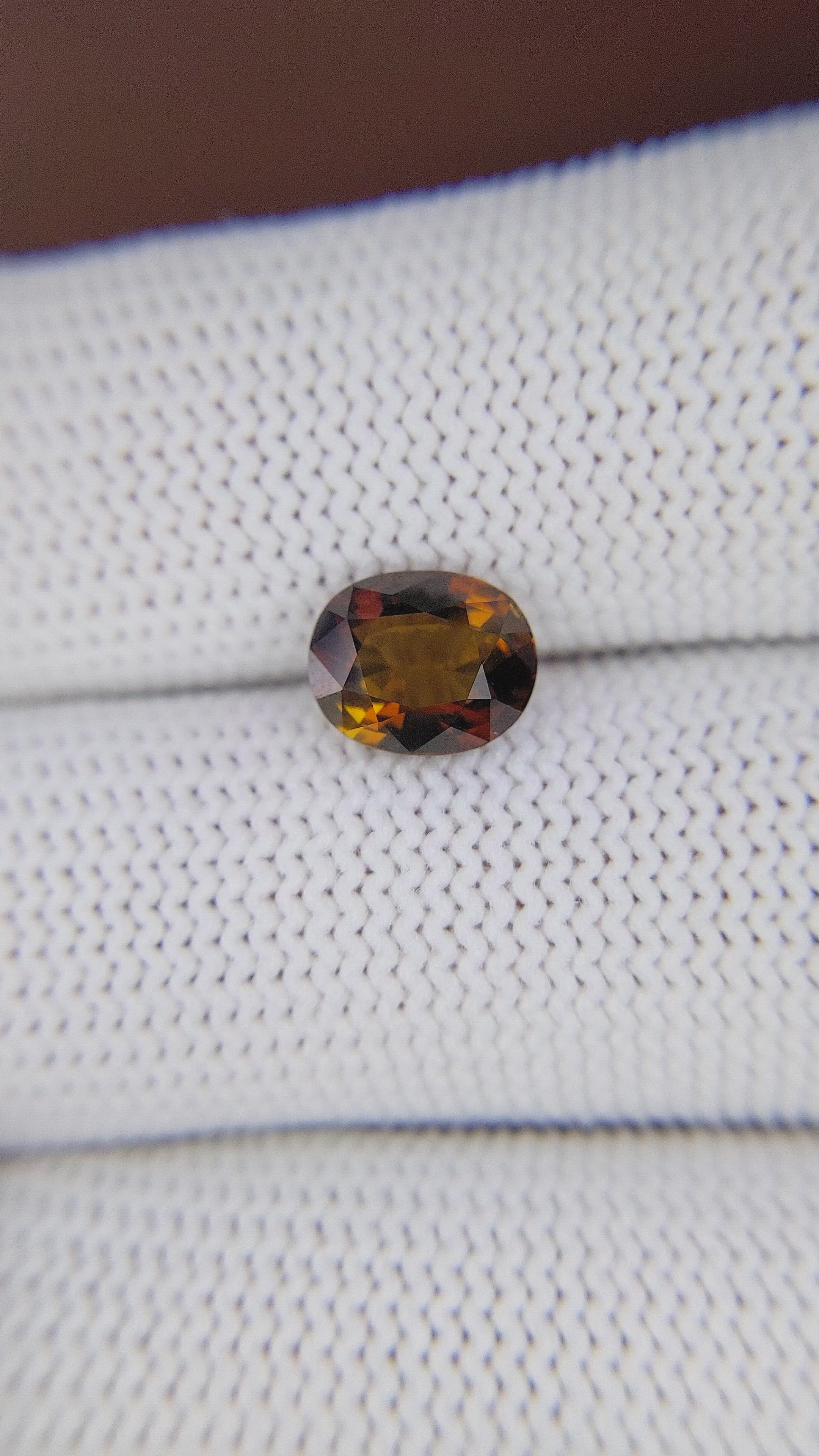 1.96 Ct. Orangish Brown Tourmaline from Tanzania Size Video